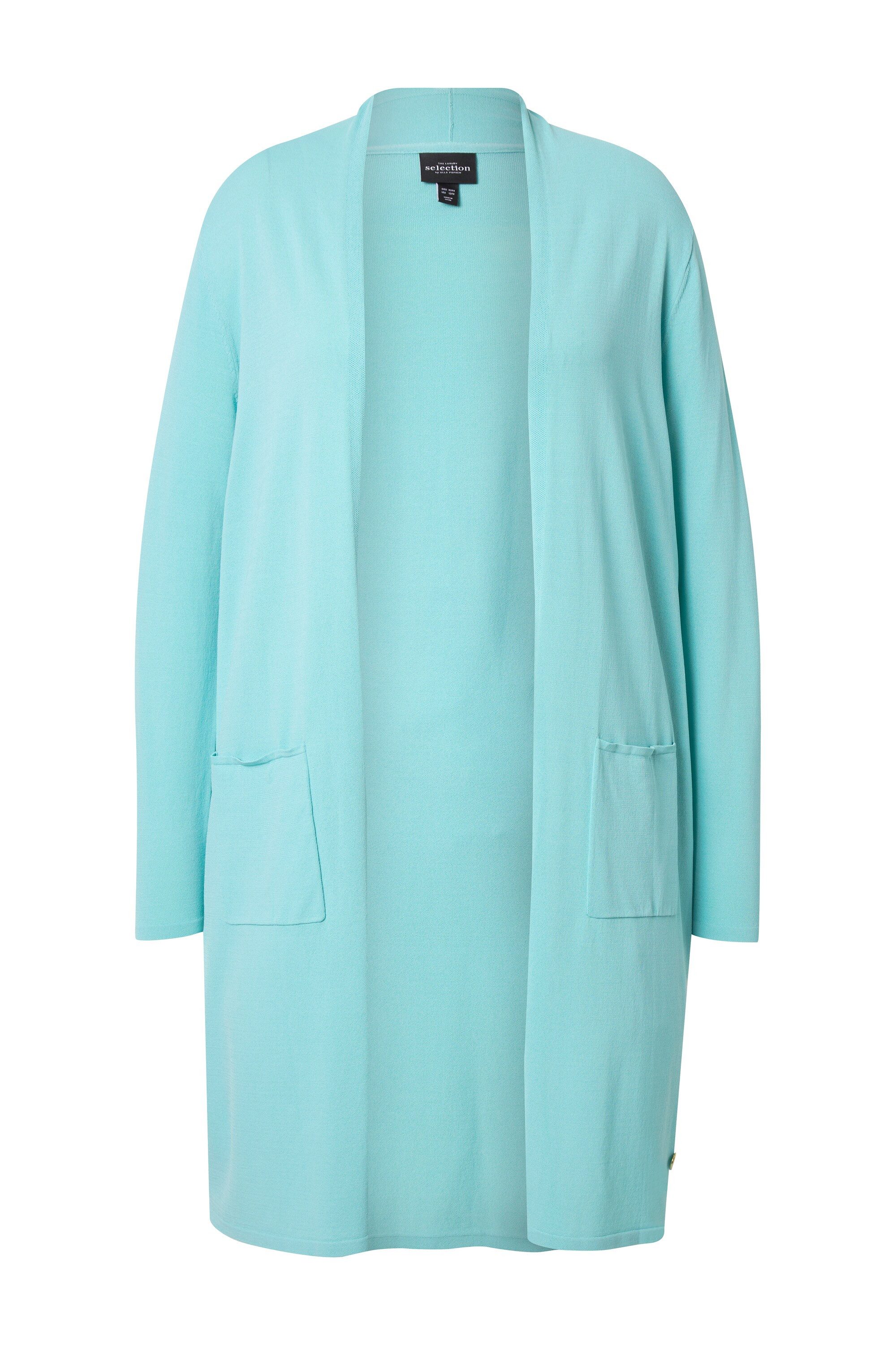 Ulla Popken Langjacke Long-Strickjacke Stehkragen offene günstig online kaufen