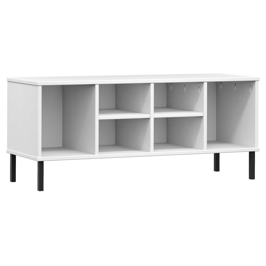vidaXL Schuhregal Schuhregal OSLO mit Metallbeinen Weiß 106x35x45 cm Massivholz, 1-tlg.
