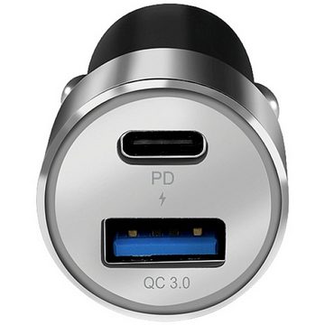LogiLink USB-Kfz-Ladeadapter, 1x USB-C® PD, 1x USB-A QC, USB-Ladegerät (USB Power Delivery (USB-PD)
