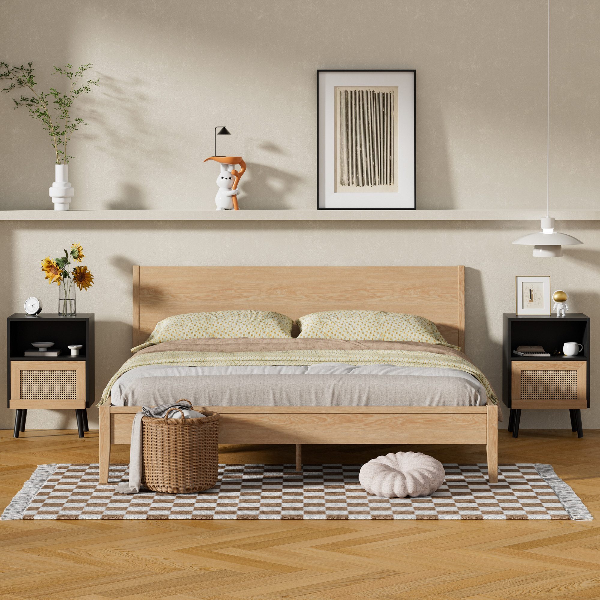 UEV Nachttisch Rattan, Beistellschrank mit Beine, Sofatisch (40 x 30 x 60cm günstig online kaufen