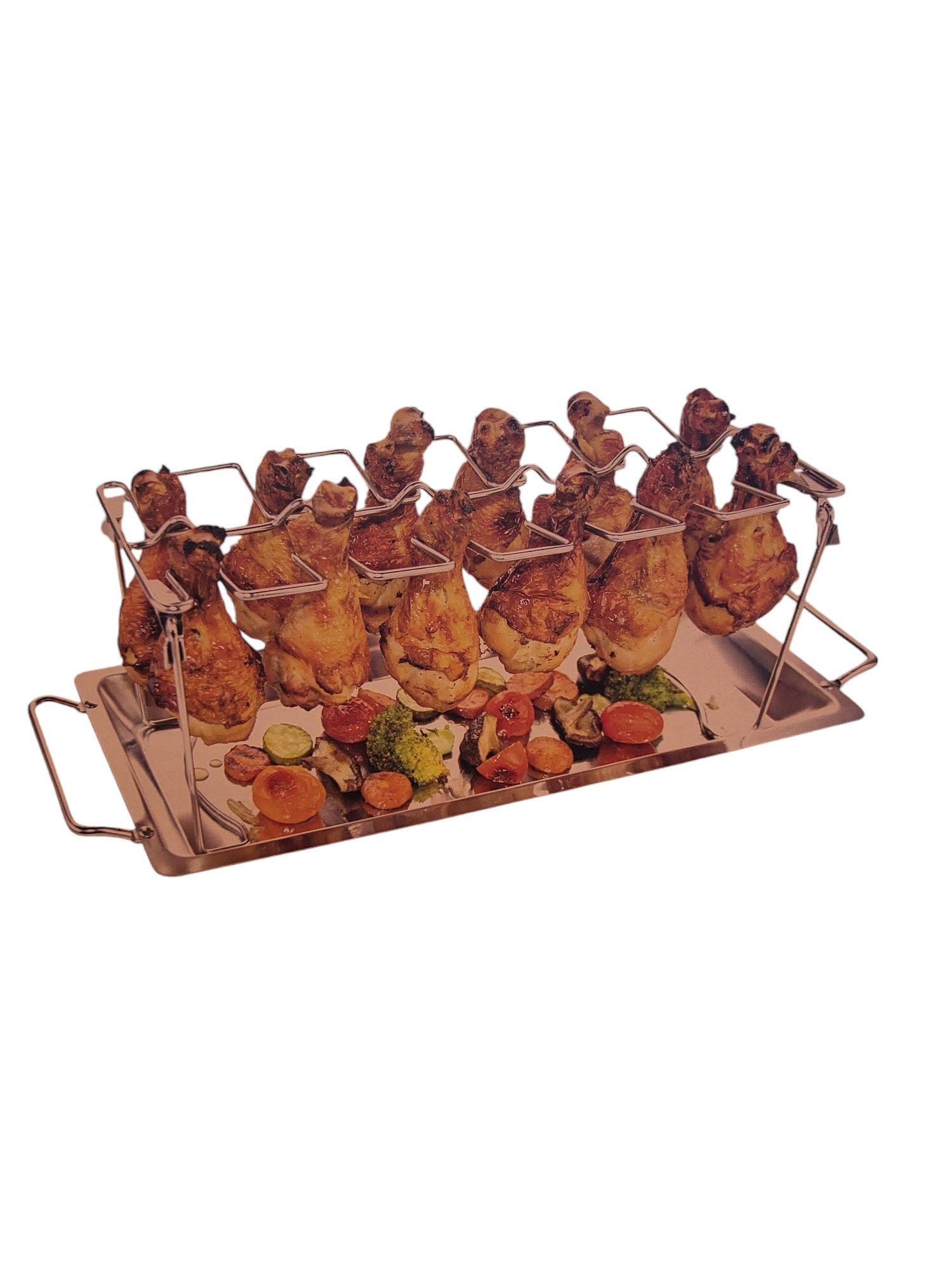 Grillguthalter Hähnchenschenkel-Halter für 12 Keulen inkl. Auffangschale