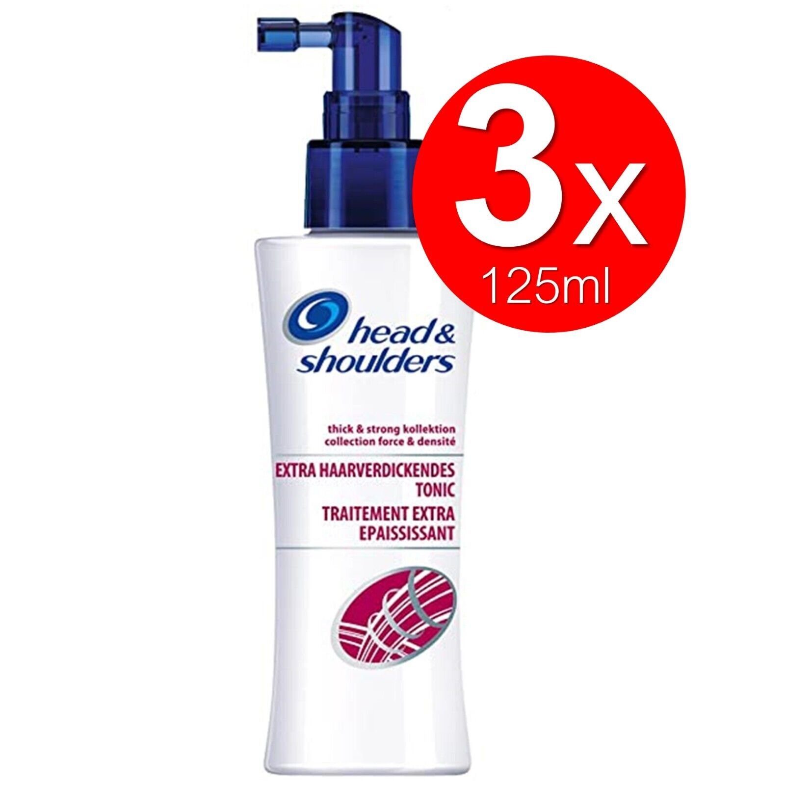 Head & Shoulders Haarspülung Dick und Stark Tonic Shampoo 3x 125ml Volumen Pflegespülung, Anti Schuppen Tonic Shampoo Pflegespülung Spülung kräftiges volles widerstandsfähiges Haar bis an die Haarspitze, 3-tlg., Shampoo Duschgell und Haartonic, Kopfpflege Haarpflege Pflegemittel Volumen volles Haar | Spülungen