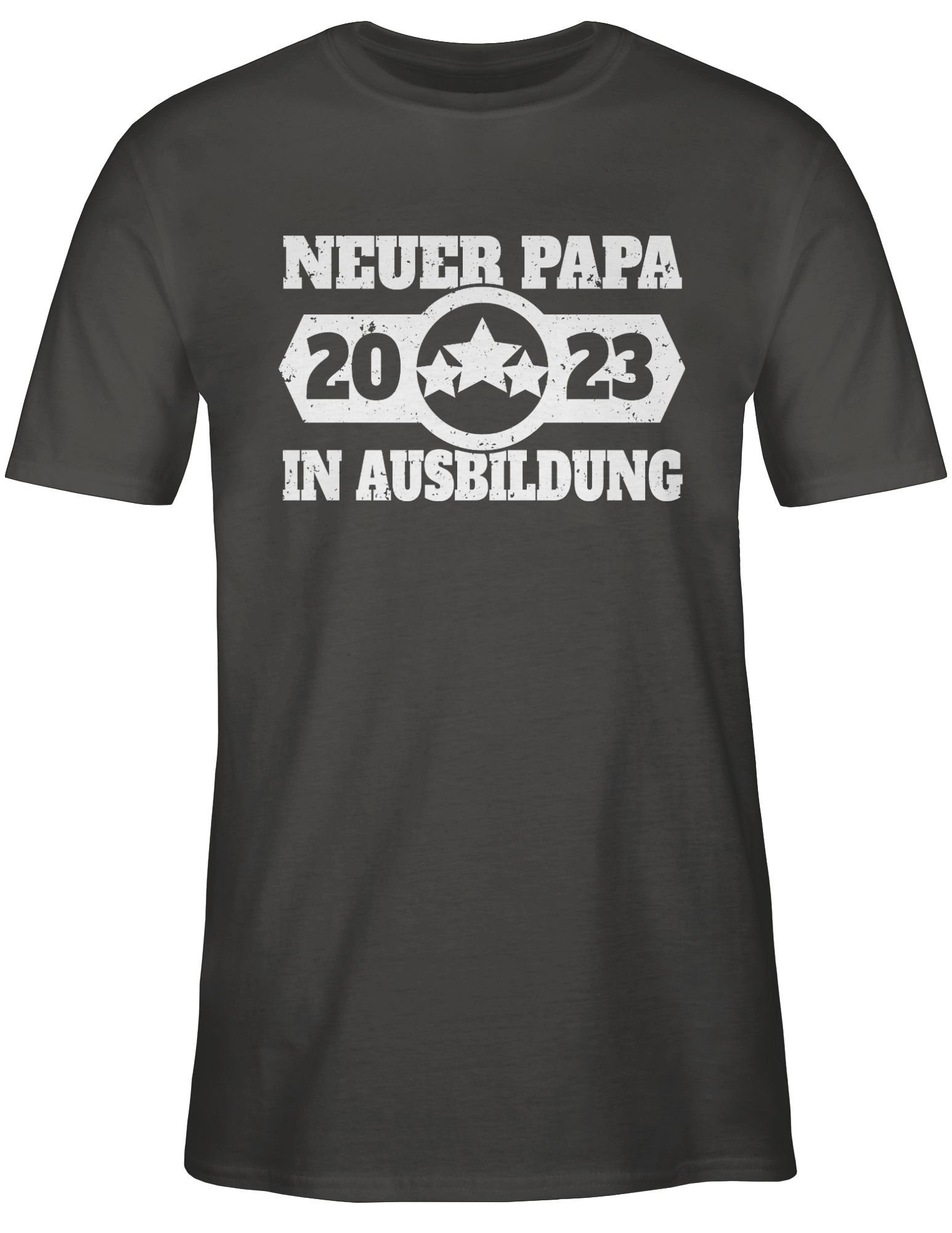 T-Shirt Neuer in Papa Shirtracer Dunkelgrau Papa - 03 weiß Ausbildung Geschenk 2023 für Vatertag