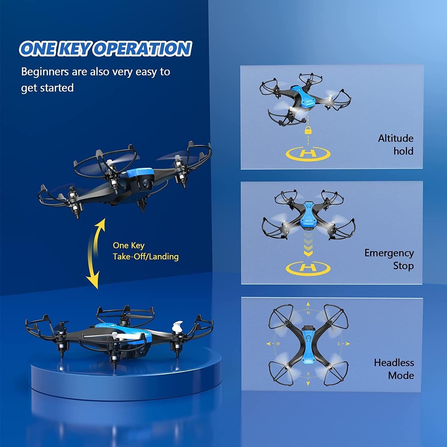 Flip) (Anfänger 16 Drohne Dual Tech Akku RC Mini Min Rc 3D Flugzeit Drohne