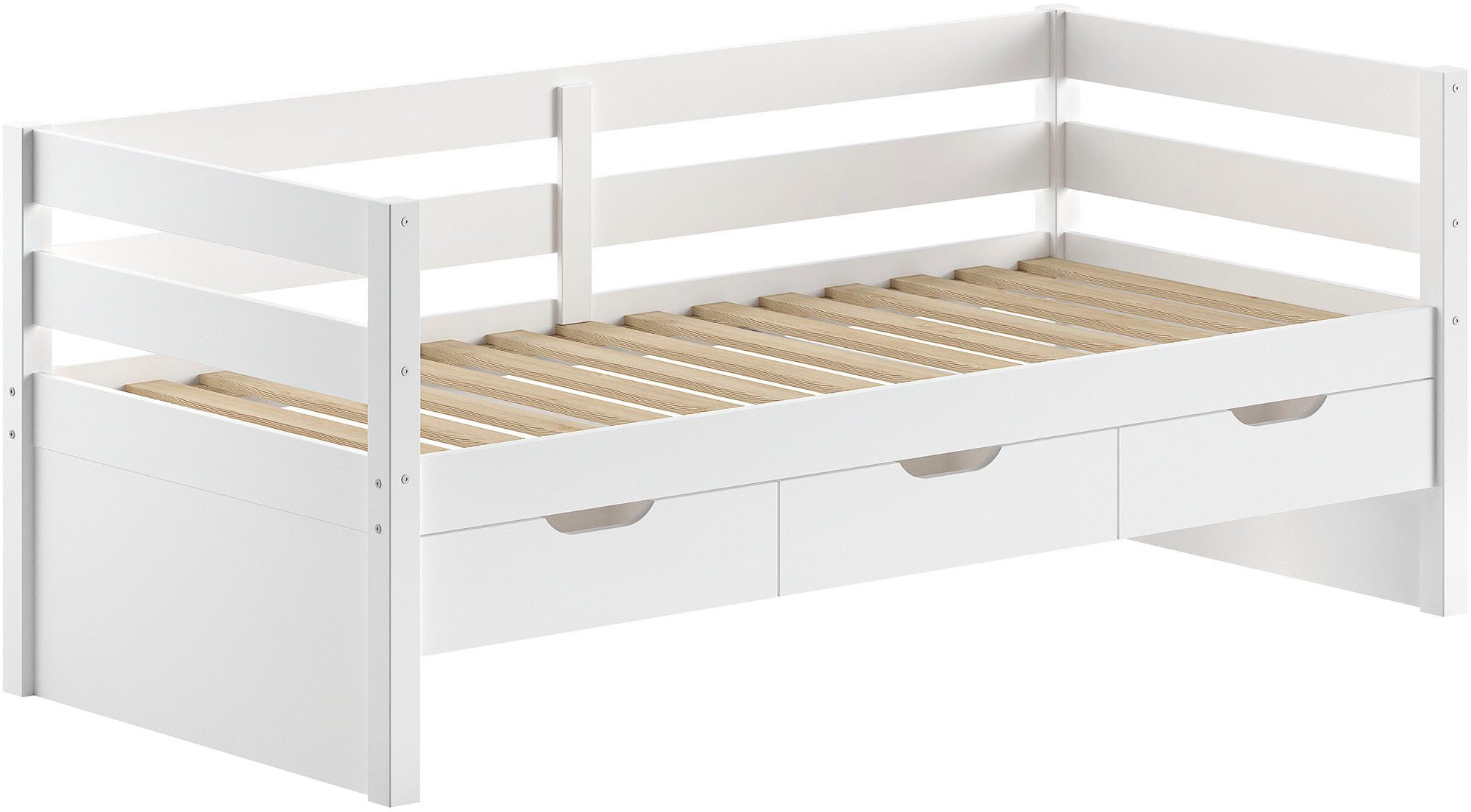 Vipack Funktionsbett Margrit, mit 3 Schubladen, zeitloses Design universell einsetzbar, stabiles Massivholzbett, wahlweise in 2 Farben erhältlich