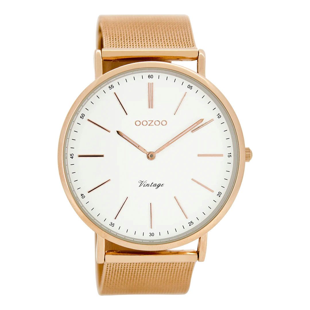Quarzuhr Vintage Herrenuhr C8177 – Roségoldenes Gehäuse und Meshband, 44 mm C8177