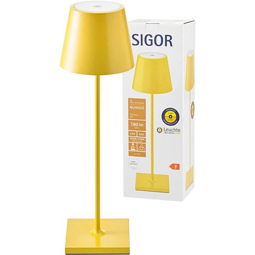 SIGOR LED Tischleuchte »LED Akku-Tischleuchte Nuindie aus Aluminiumdruckgu«, Tischleuchte, Nachttischlampe, Tischlampe