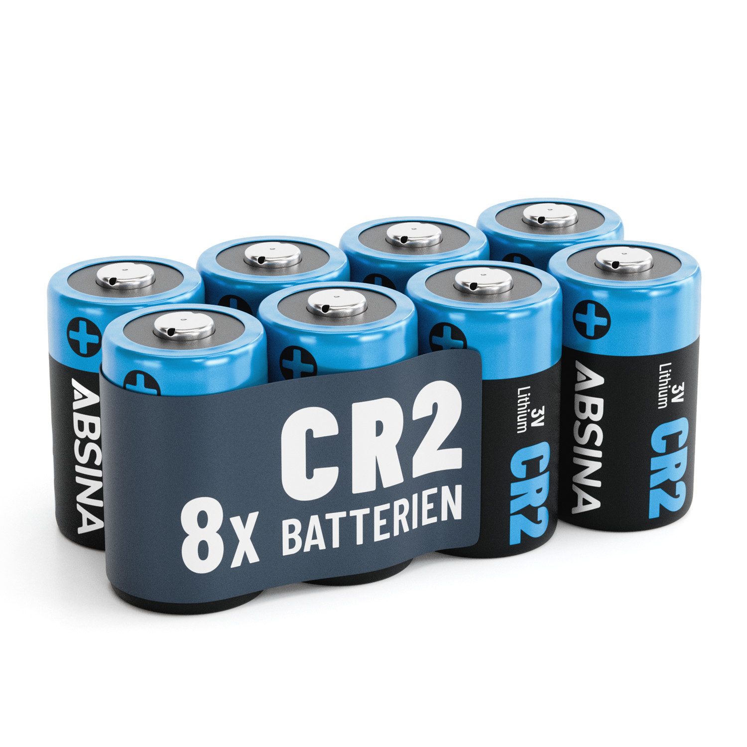 ABSINA 8x CR2 3V Lithium Batterie für Kamera, Fotoapparat, auslaufsicher Batterie, (1 St)