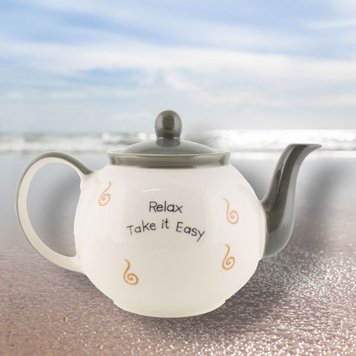 Mila Teekanne Mila Keramik-Teekanne, Oommh Katze relax - take it easy, 1,2 l, (Set, Teekanne)