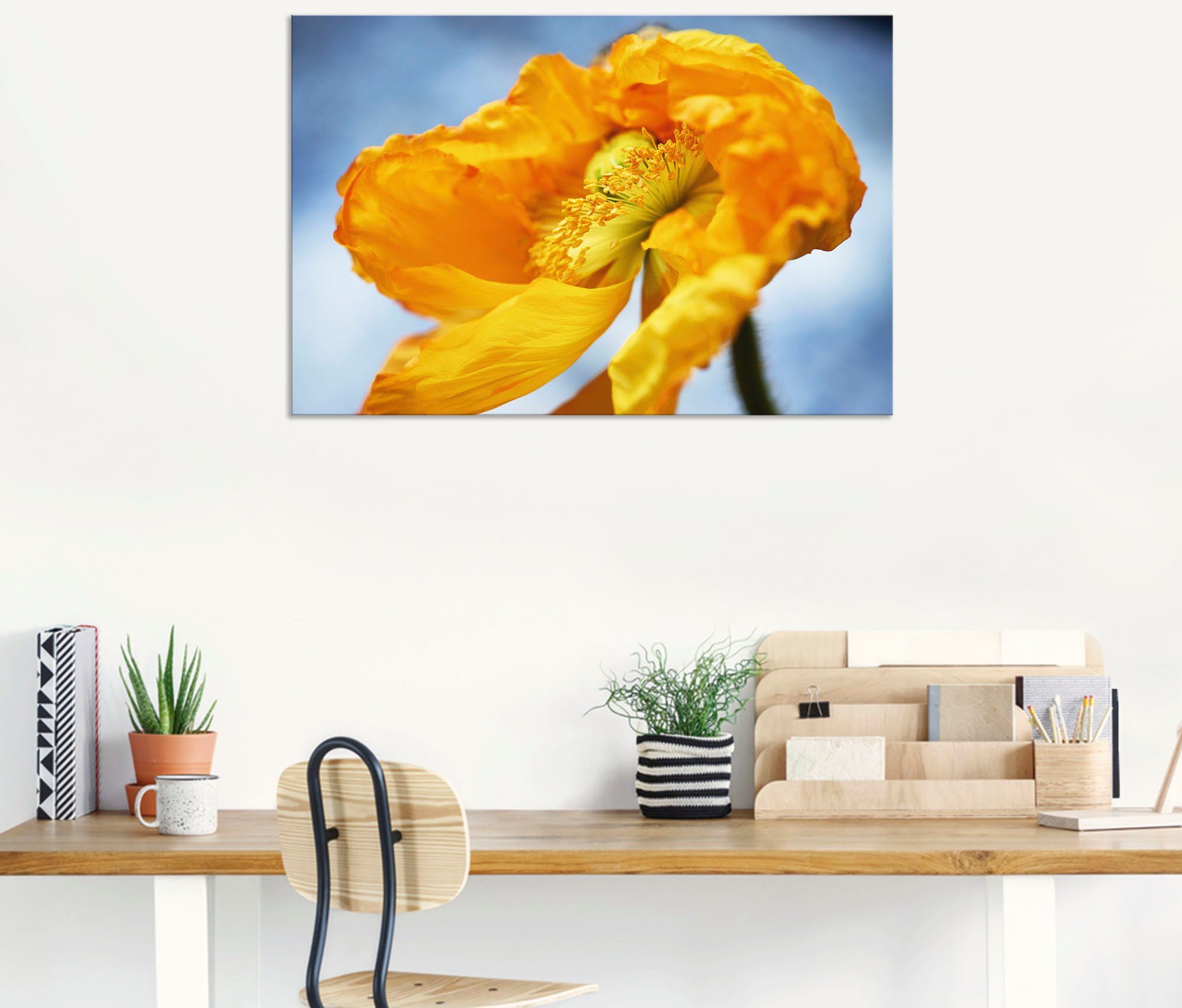 als Wandbild St), Blumenbilder Artland versch. Leinwandbild, (1 Wandaufkleber Poster Alubild, Gelbe Größen Mohnblüte, in oder