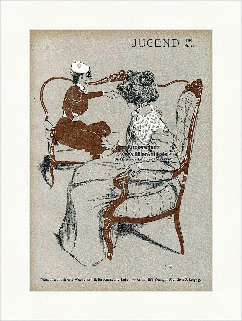 Kunstdruck Titelseite der Nummer 45 von 1899 Josef Rudolf Witzel Sofa Sessel Juge, (1 St)