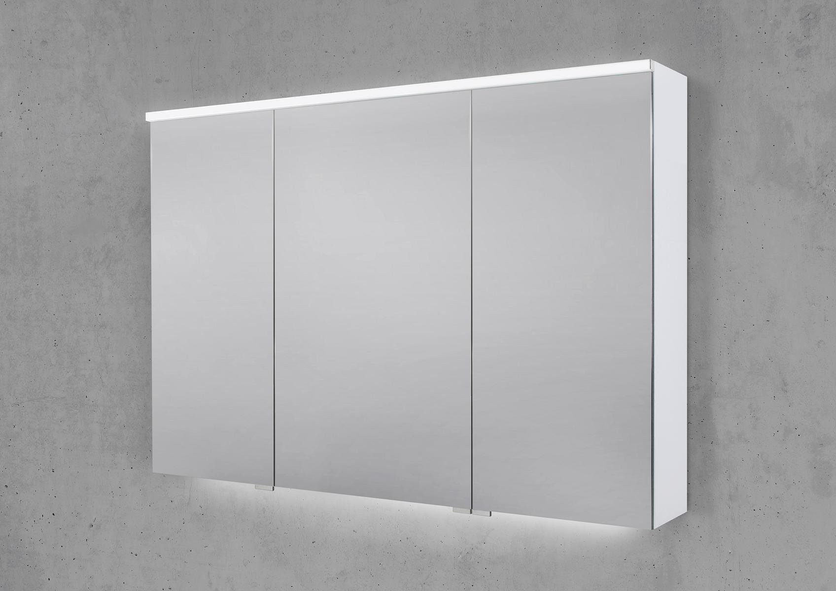 Intarbad Badezimmerspiegelschrank Spiegelschrank 100 cm 3 türig mit integrierter MULTI Light LED