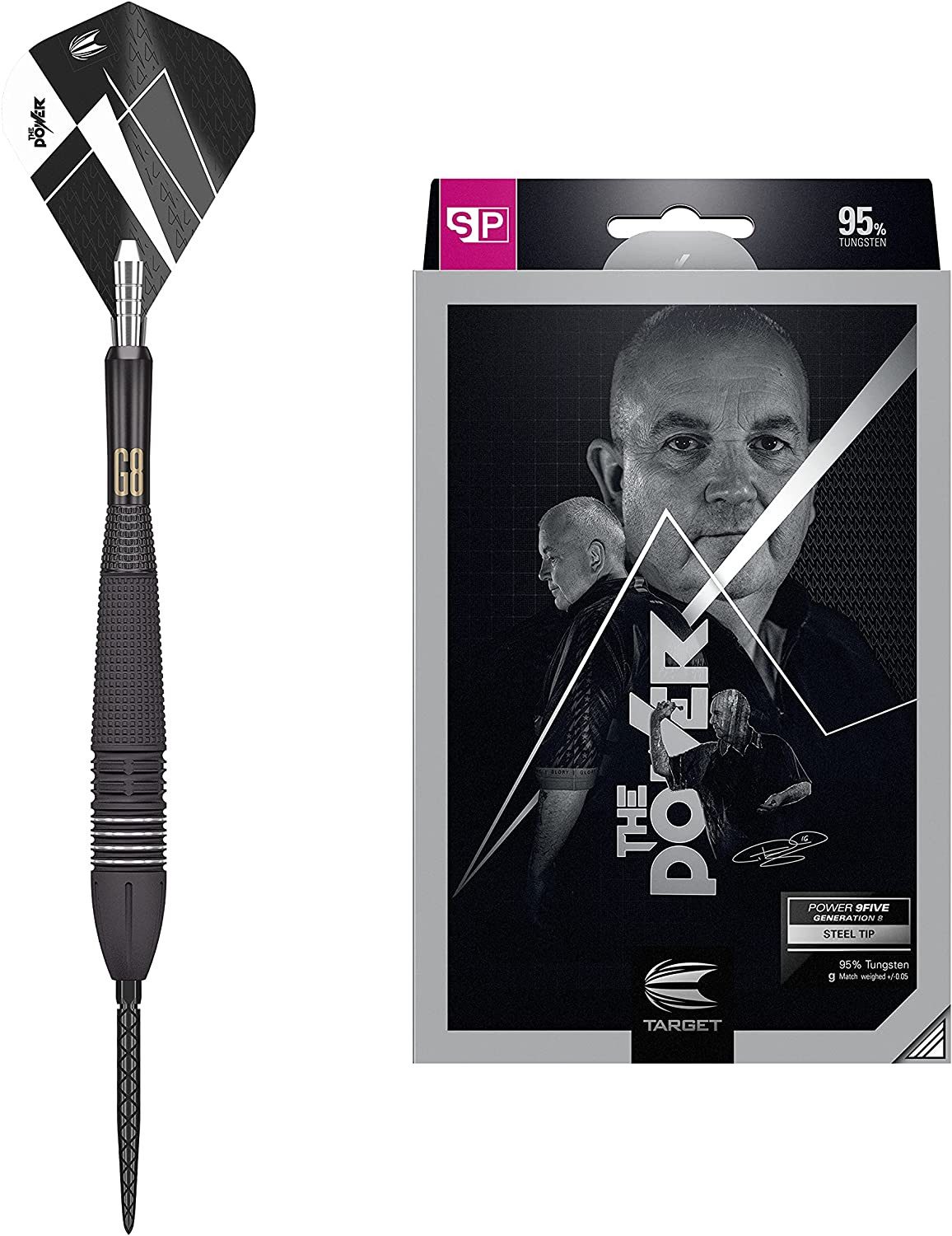 Dartpfeil Phil Taylor Power 9-Five 8. Gen. 95% Wolfram Steeldarts-Set 26 g