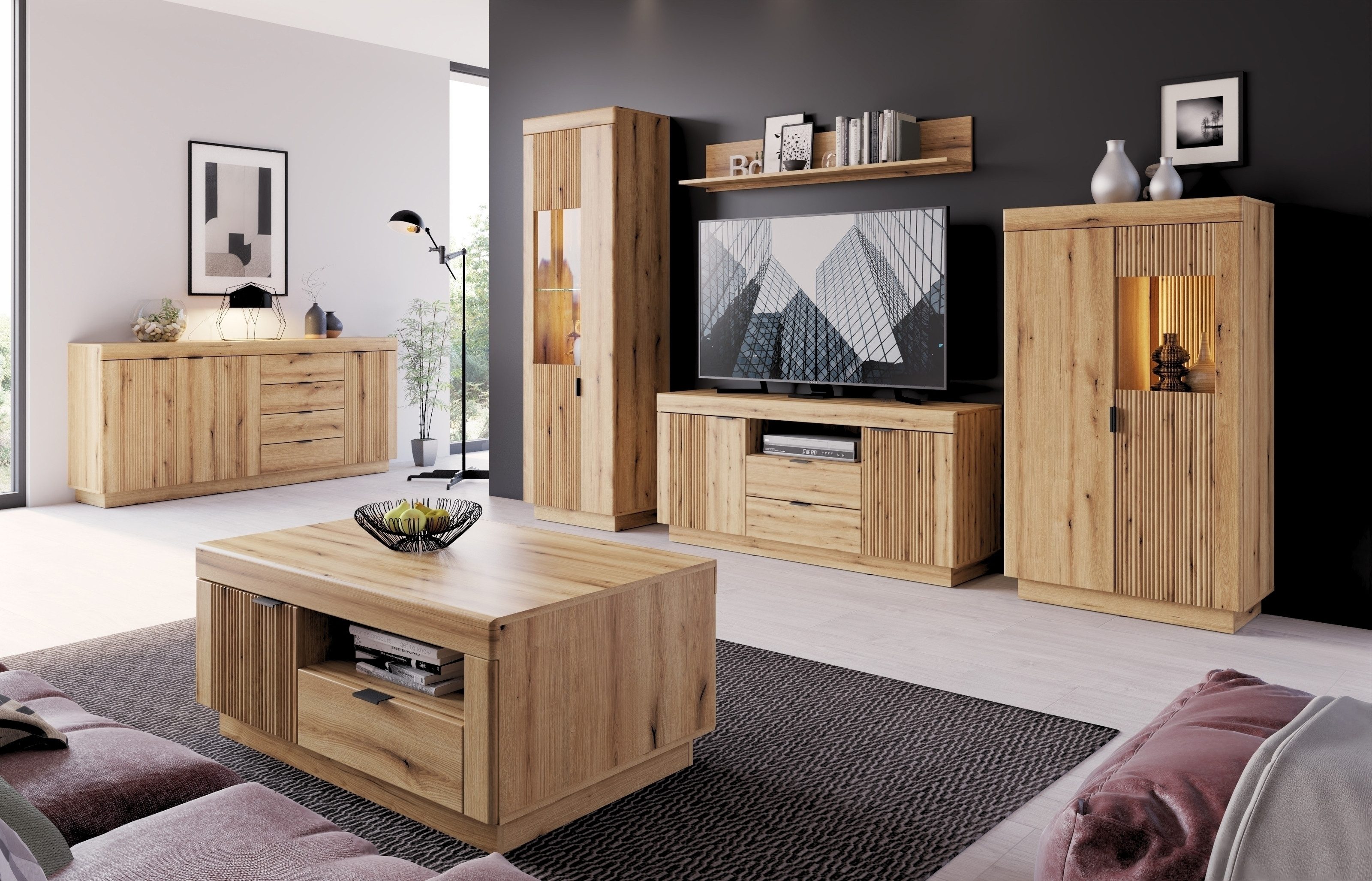 freiraum Lowboard DELAMAR, in Coast Evoke Eiche Dekor - 146x66,6x39,6 (BxHxT)