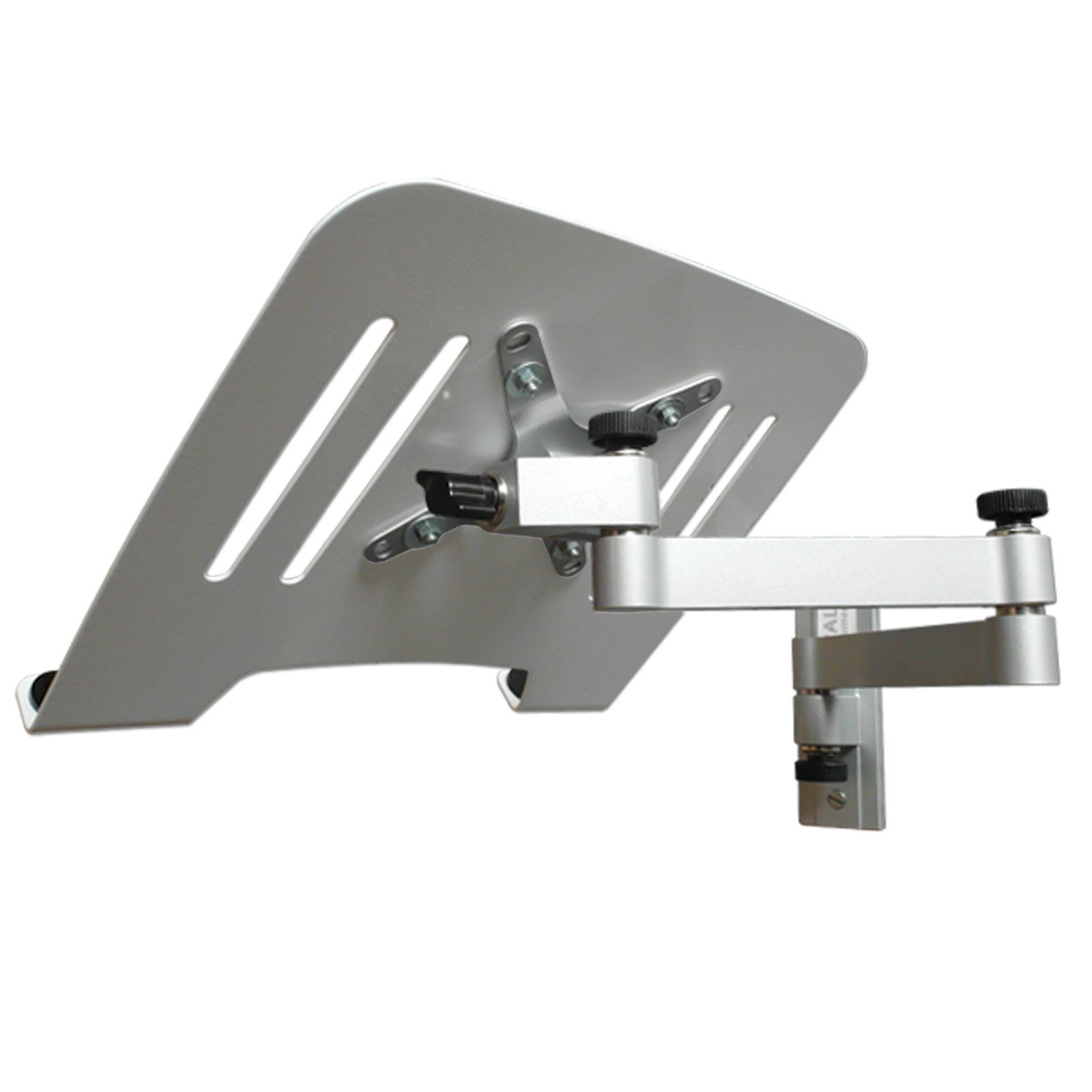 Drall Instruments TV-Wandhalterung L52S-IP3W, (2-tlg., Laptop Wandhalterung silber mit Notebook Tablet Adapter Ablage weiß)