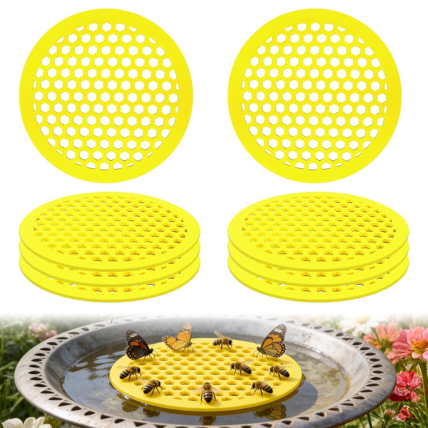 FELIXLEO Vogeltränke 8 Bienentränke 20 cm Schwimmende Bieneninsel Insektentränke Rund