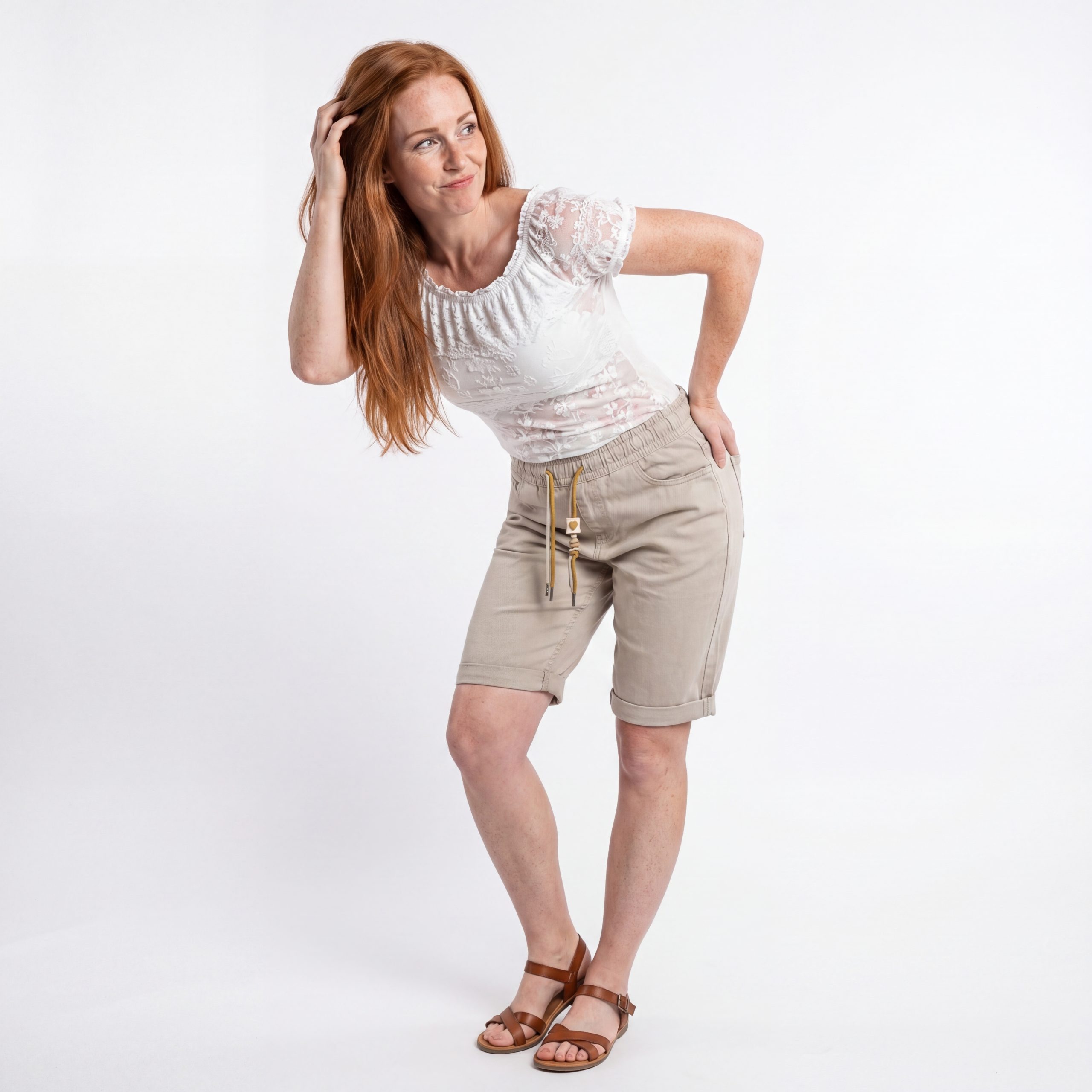 OriginalYou Bermudas Damen Jeans Shorts Mom Fit Sommer Stretch Bermuda Denim-Optik Elastikbund, erhältlich von Größe 34 bis 48
