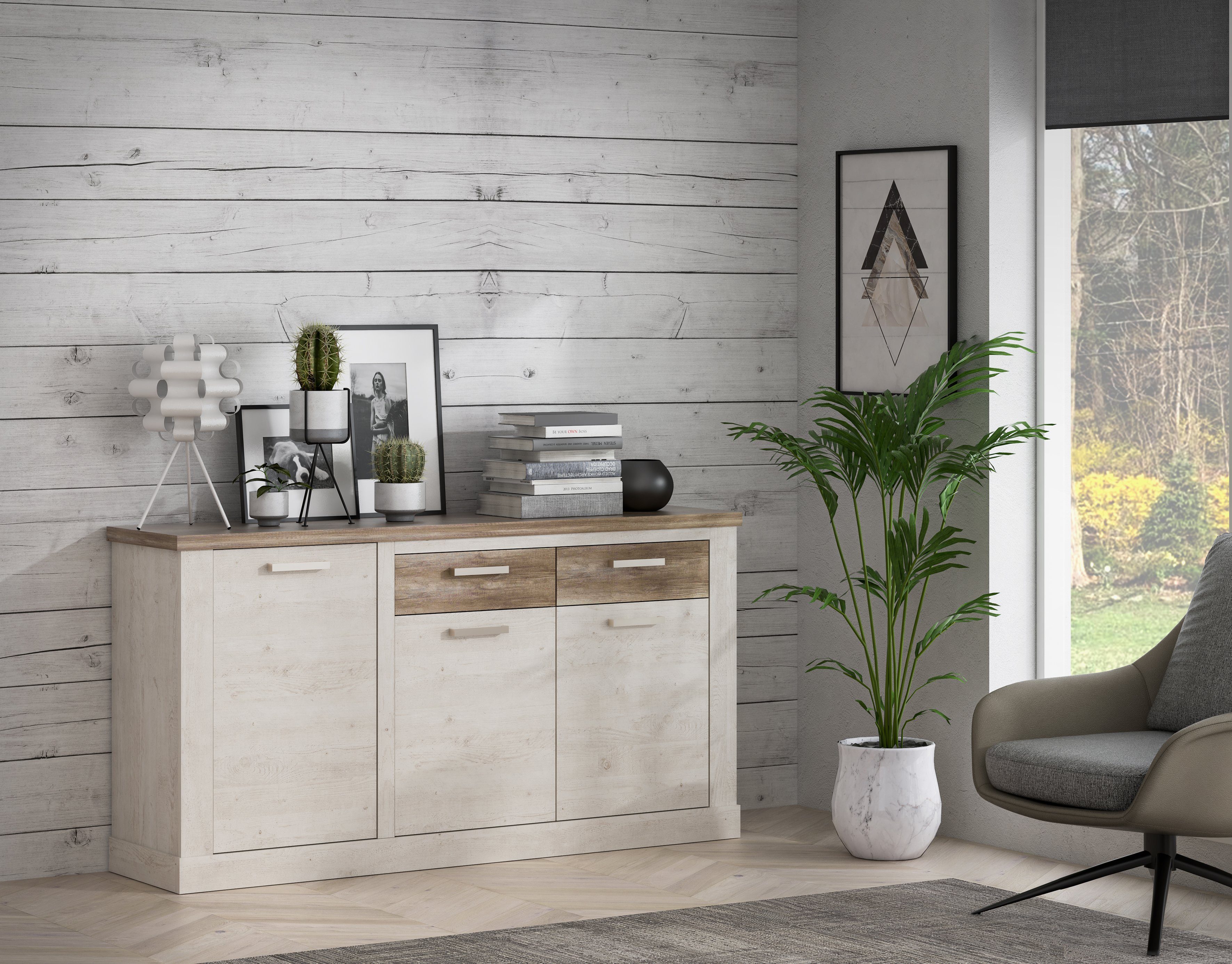 FORTE Sideboard "Duro" mit Türen und Schubladen, im Landhausstil, Breite 17 günstig online kaufen