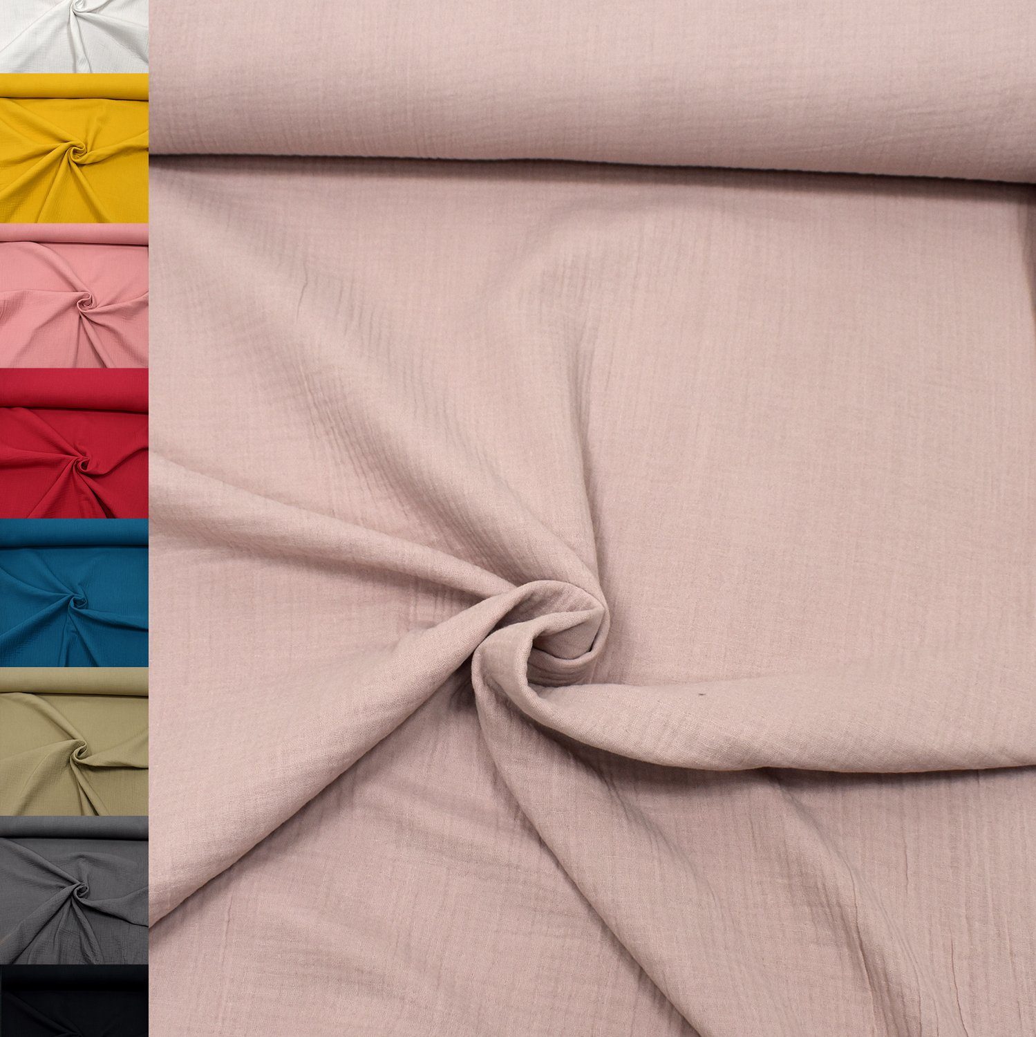 MAGAM-Stoffe Stoff "Greta", Musselin Stoff Double Gauze uni 100% Baumwolle ÖKO-TEX Meterware 50cm