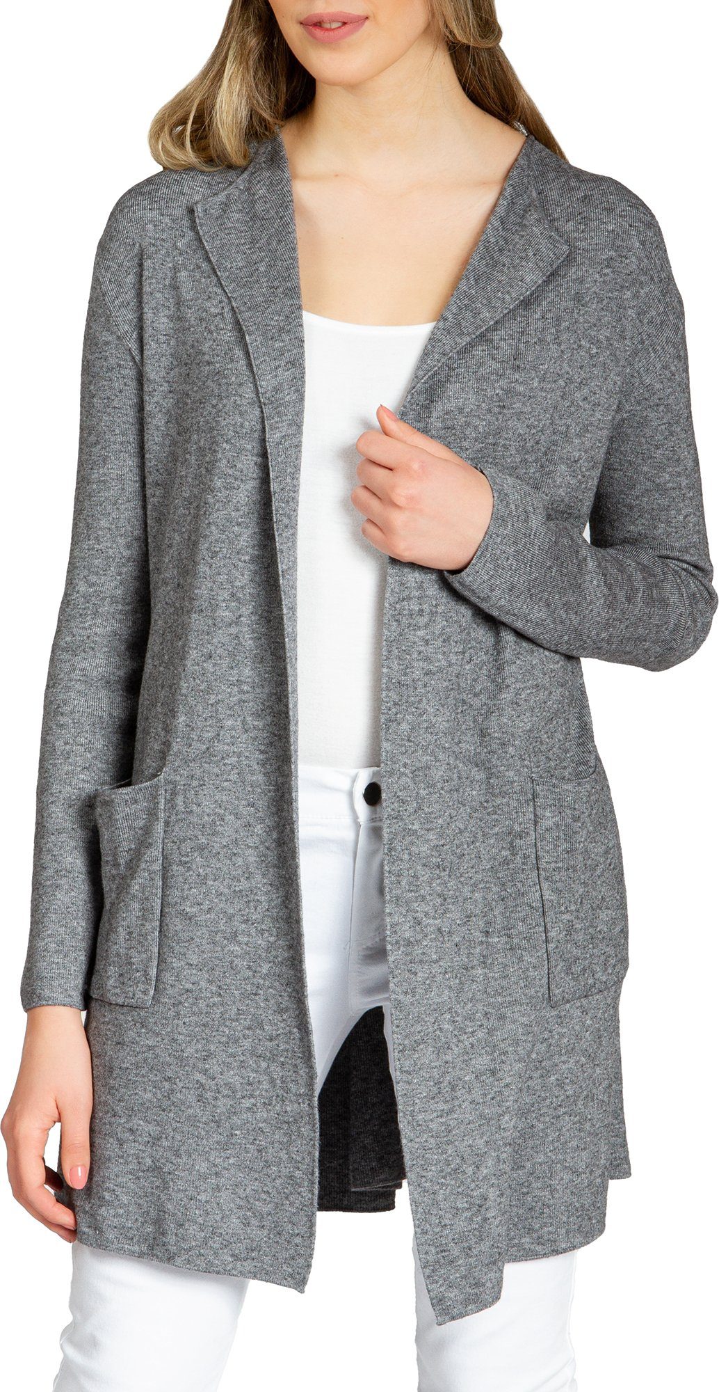 Caspar Strickjacke STJ023 sportlich eleganter langer günstig online kaufen