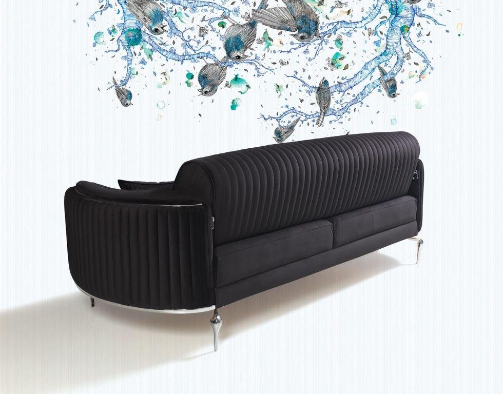 + Sitzer Sofagarnitur Sitzer Schwarz, 3 Wohnzimmer-Set Wohnzimmer Europe (Nur 3+1 JVmoebel Made Sofa Modern Modern in Sessel),