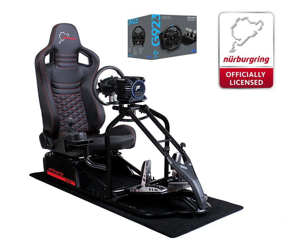 Simulator Cockpit Pro SCHWARZ - Nürburgring mit Logitech G923 Bundle Gaming-Controller
