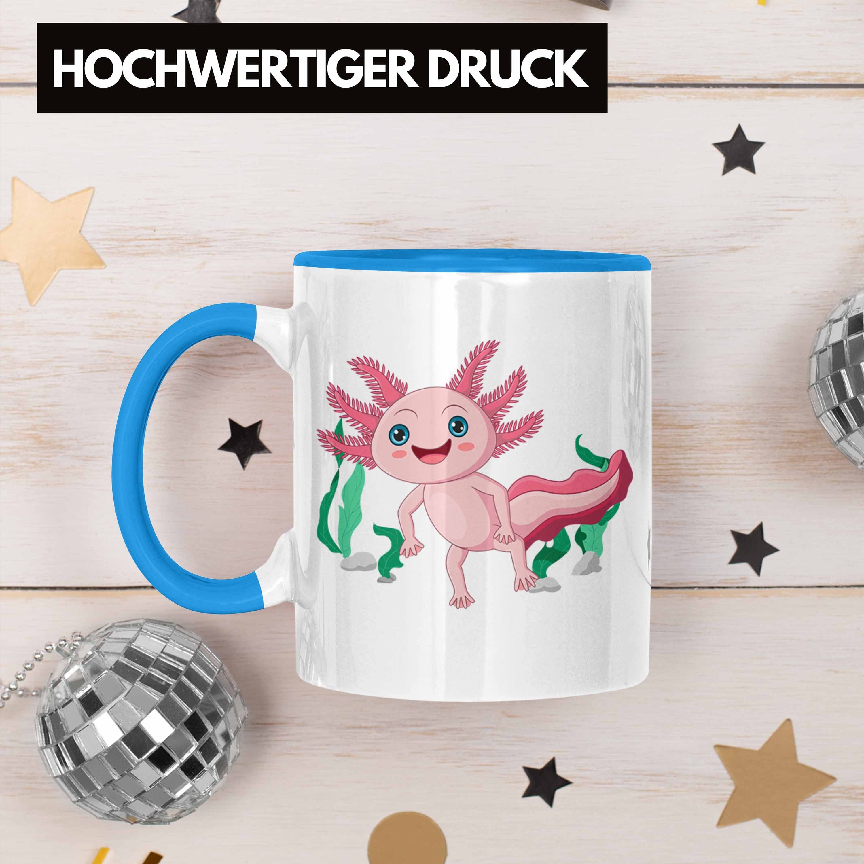 Trendation Tasse Axolotl Blau Tasse für Süß - Schwanzlurch-Liebhaber Trendation Geschenk