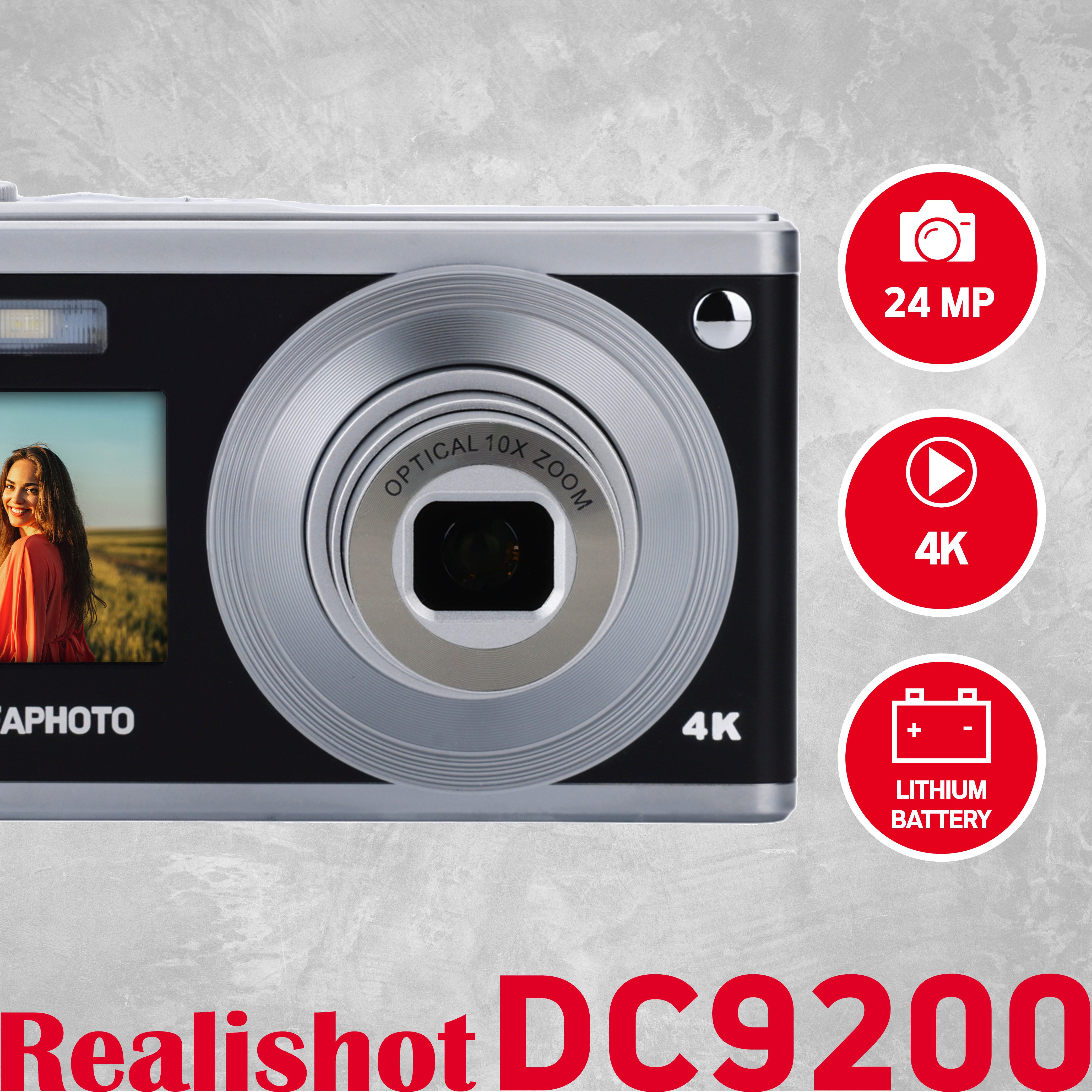 AgfaPhoto Realishot DC9200 x10 Kompaktkamera (24 MP, 10x opt. Zoom, Doppelbildschirm vorne + hinten)