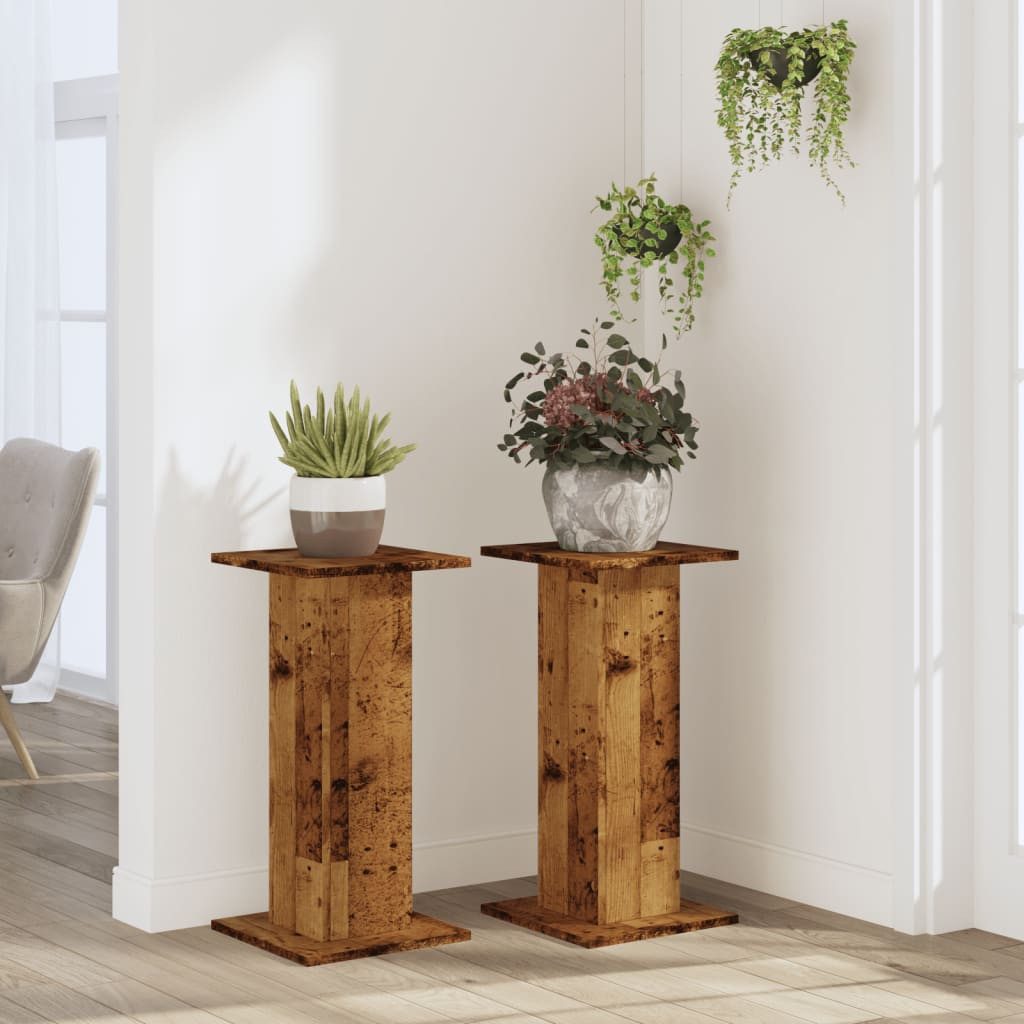 vidaXL Blumenständer Pflanzenständer 2 Stk. Altholz-Optik 30x30x60 cm Holzwerkstoff (1 St)