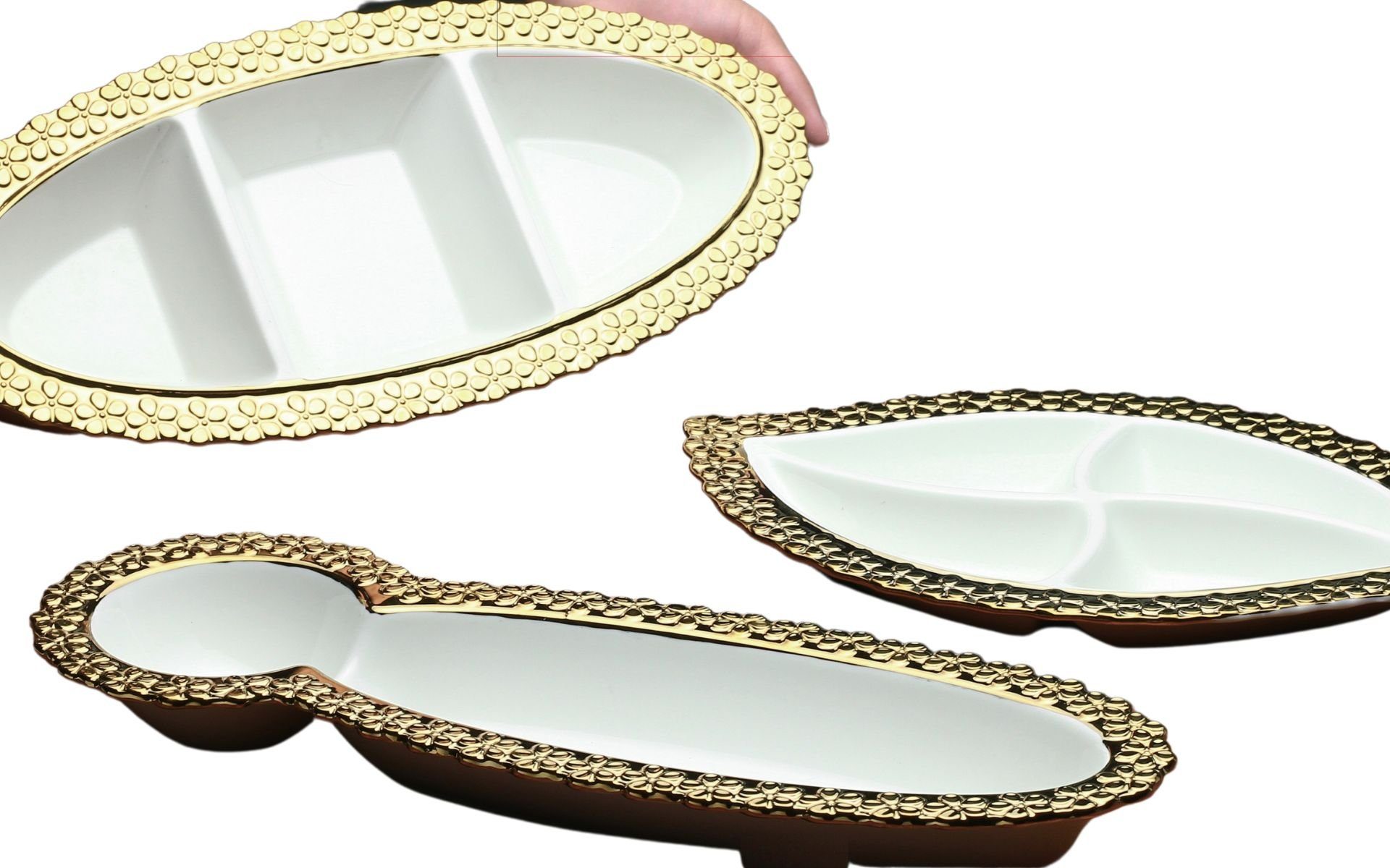 ZELLERFELD Frühstücks-Set 3-Teilig Frühstücksset Snackset Cerez Seti Servierschalen Porzellan (3-tlg)