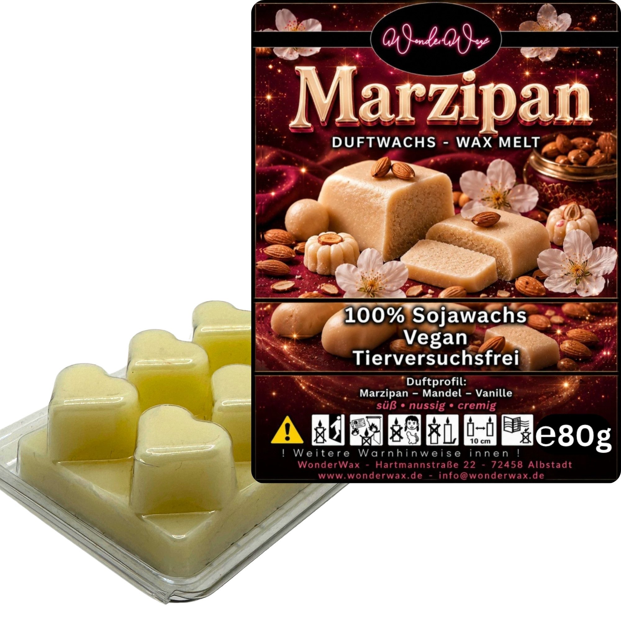 WonderWax Duftwachs WonderWax® Duftwachs 6 Herzen, (Marzipan), Duftrichtung: Mandel & Marzipan