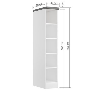 Lomadox Küchenregal MARSEILLE-03, Küchenregal, 30cm breit, 166cm hoch, weiß & Eiche