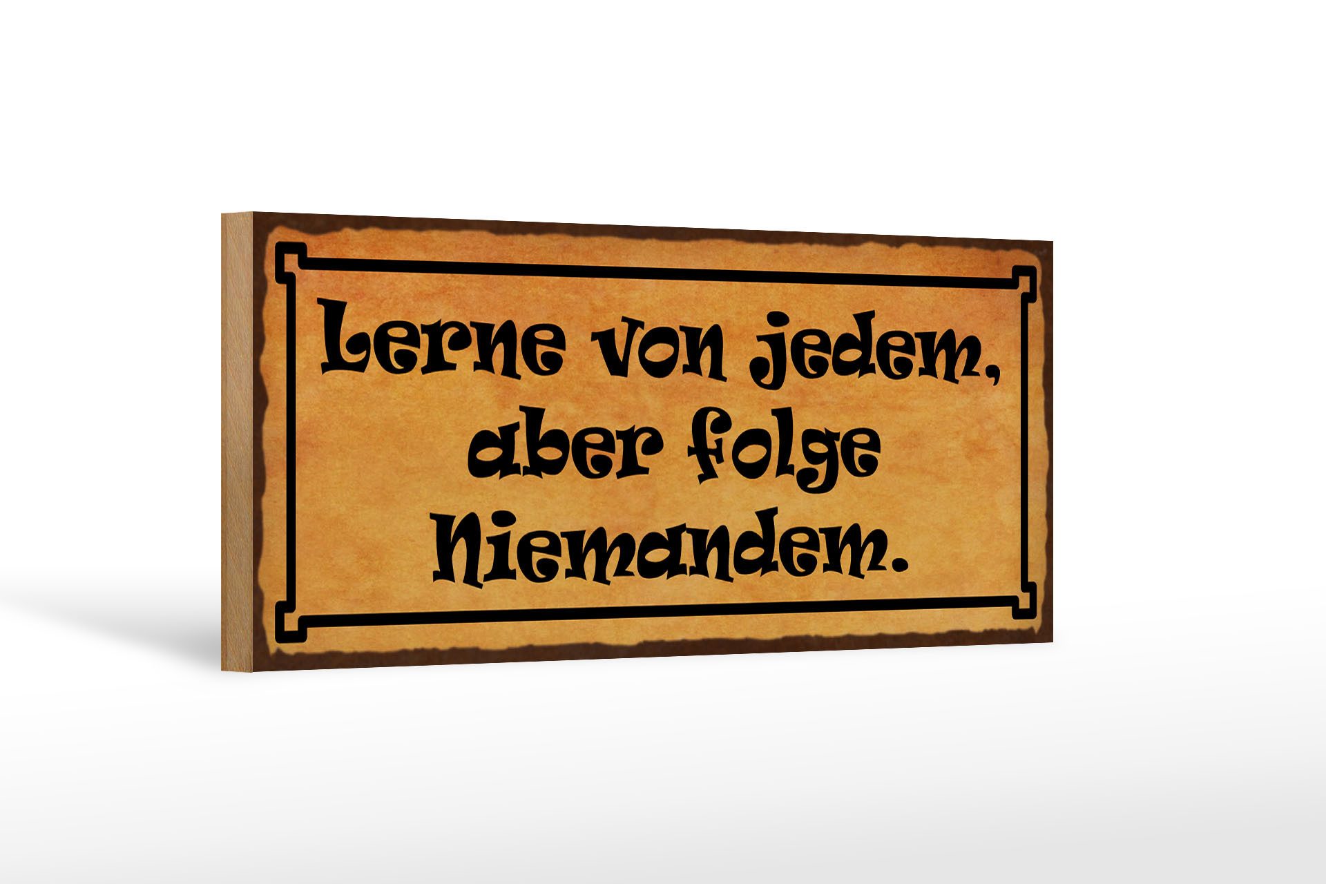 Femer GmbH Holzbild Spruch 27x10cm lerne von jedem folge niemandem, Sprüche Zitate Lustiges (1