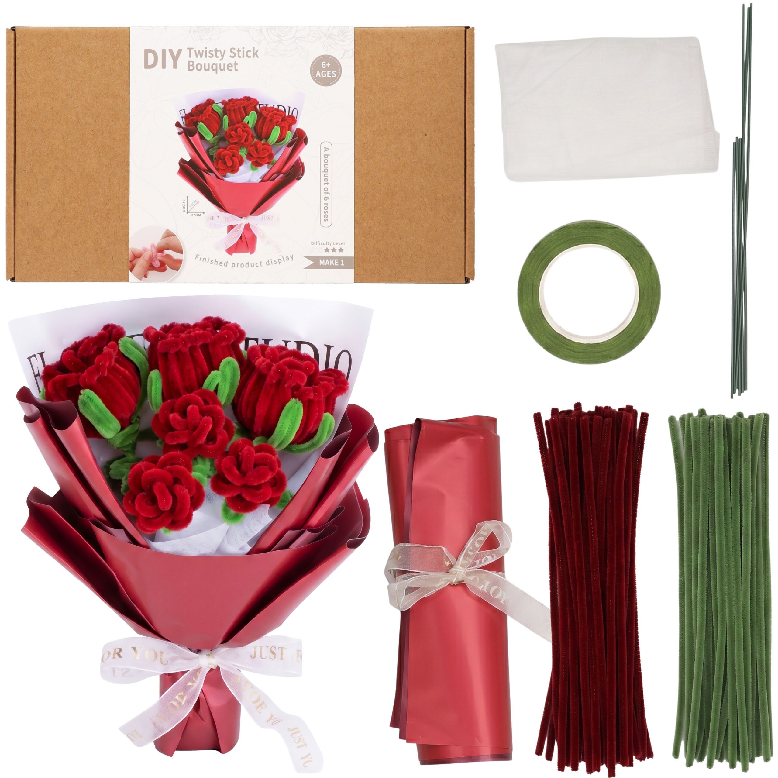Sarcia.eu Basteldraht Pfeifenreiniger/Chenilledraht Blumen-DIY-Set für Mädchen ab 6