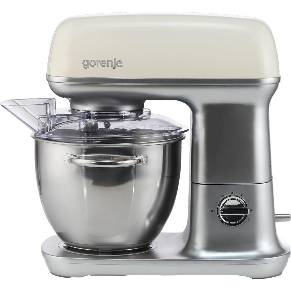 GORENJE Küchenmaschine, 1000 W, mit 7 Geschwindigkeitsstufen, 4,5 l, silber, Champagne