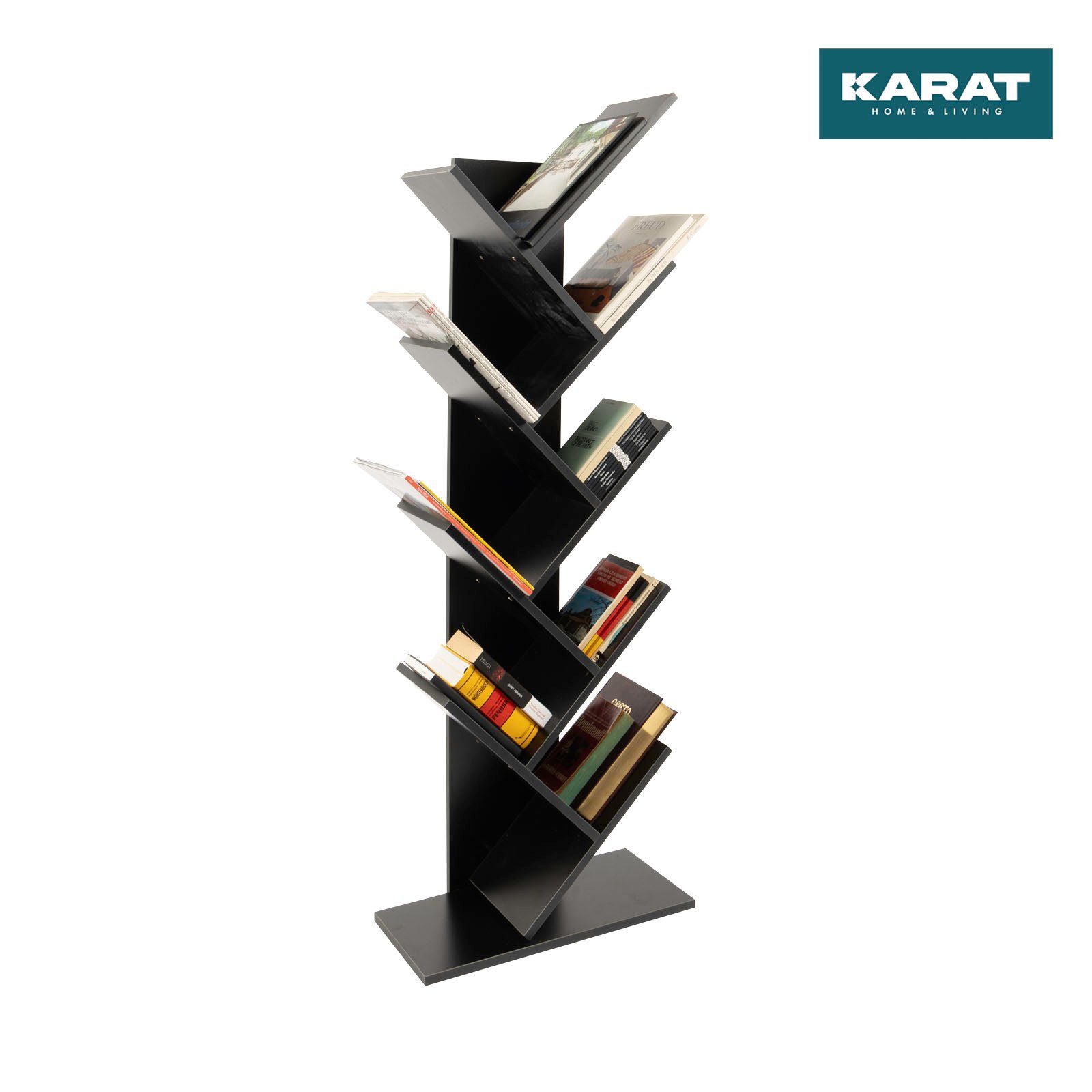mit Bücherregal Schwarz verschiedenen Farben, 8 Kubus Baumform praktische Fächern, Coibra,