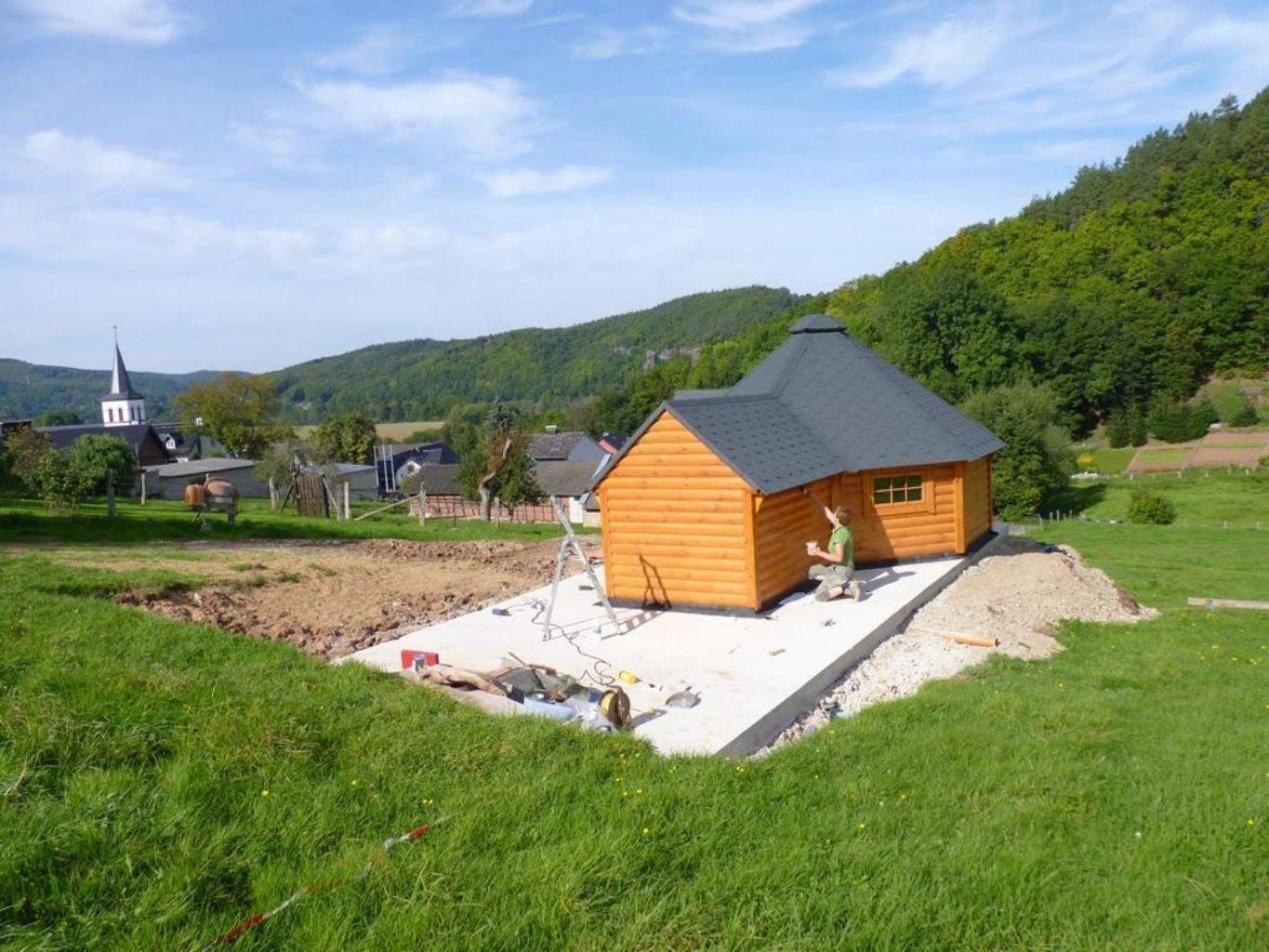 Thumbnail - JVmoebel Grillkota Grillhütte Haus Finnische Grillkota Hütte Grillhütte Grills Grillhaus, BxT: 350x630 cm, (1x Gartenhau...