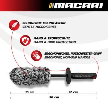 Macari Felgenbürste Premium Microfaser Auto Felgenbürste für Alufelgen schonende Bürste