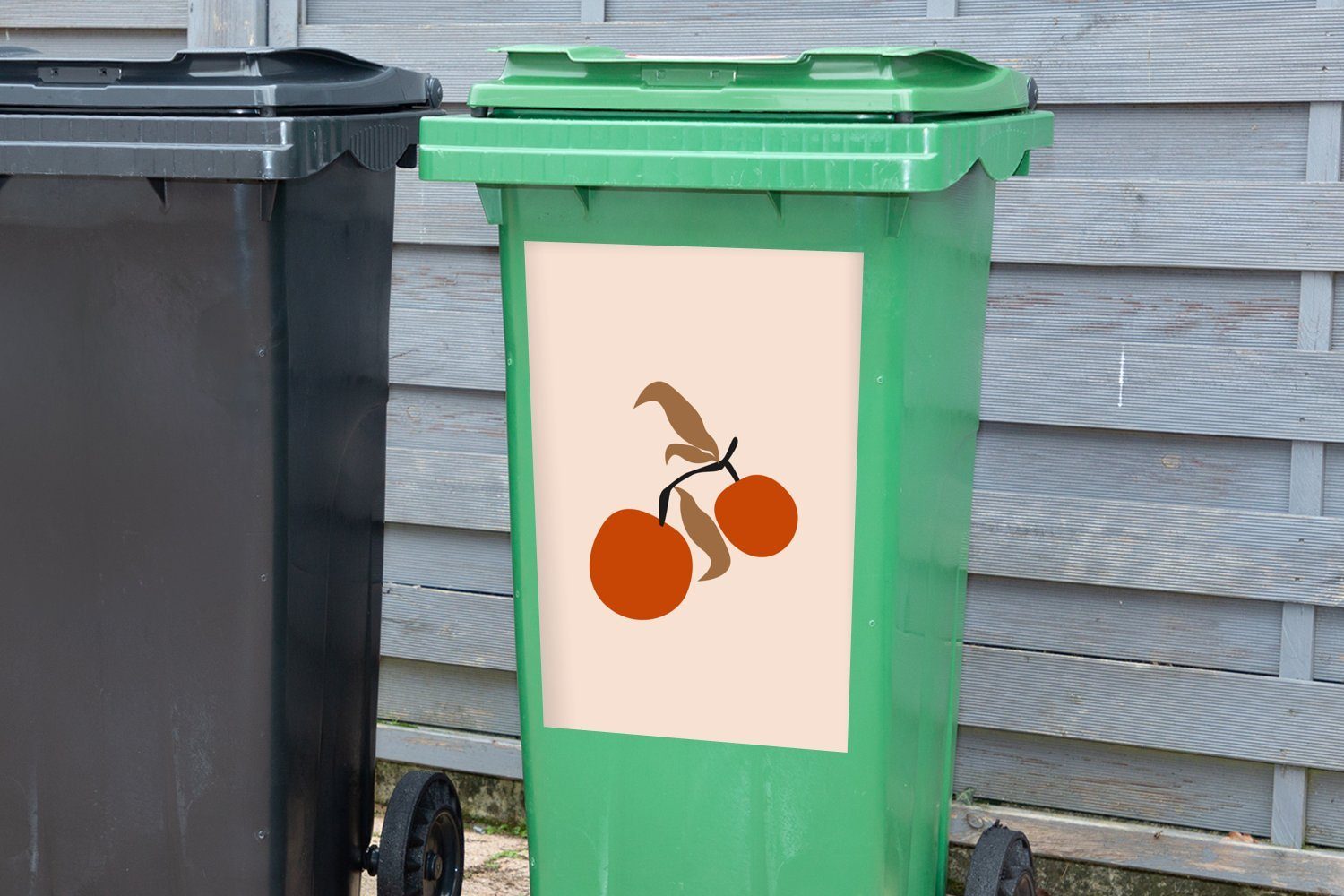 Sticker, Sommer Mülltonne, - Äpfel Rosa MuchoWow Mülleimer-aufkleber, St), Container, (1 Abfalbehälter Wandsticker -