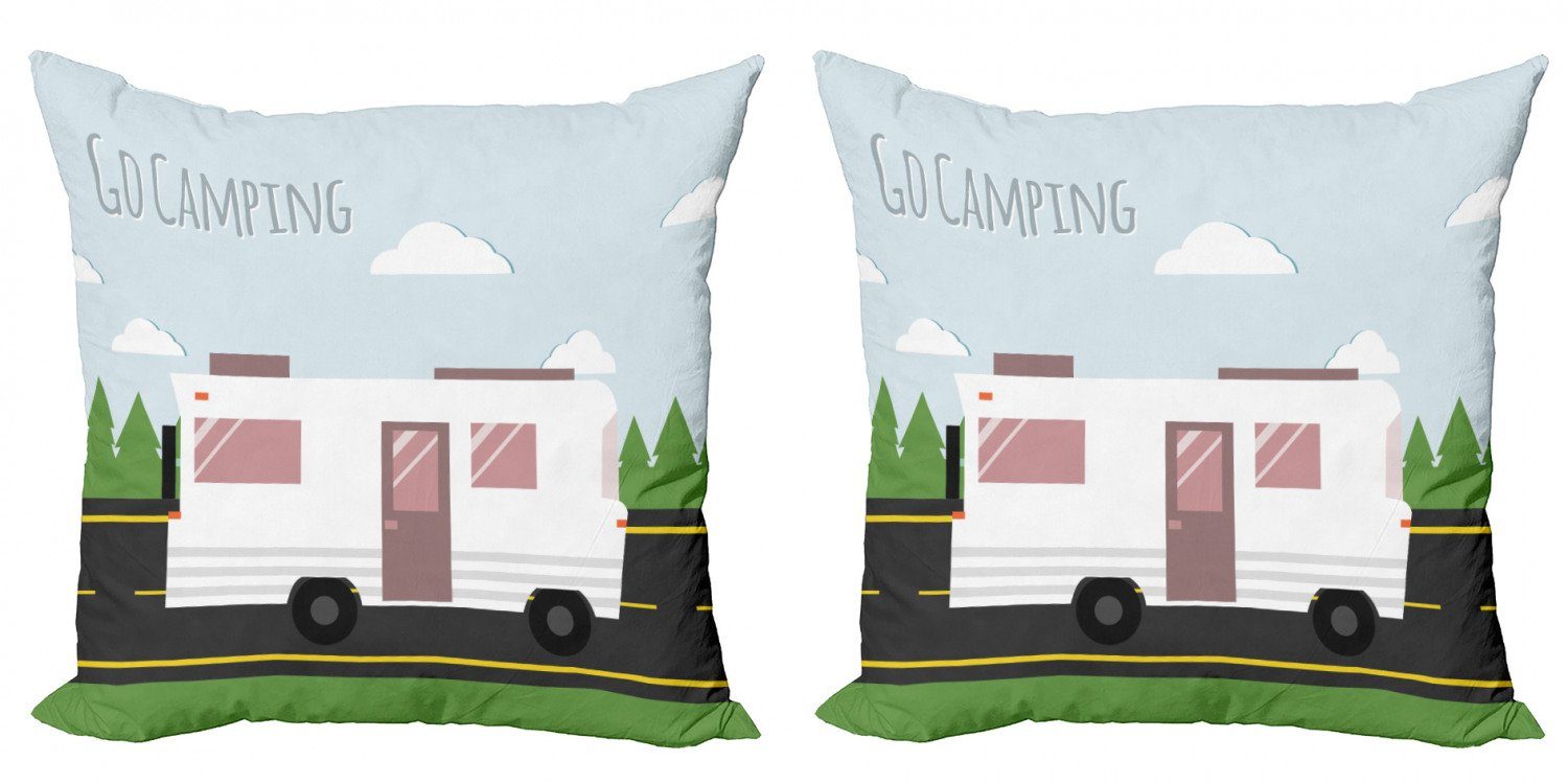 Kissenbezüge Modern Accent Doppelseitiger Digitaldruck, Abakuhaus (2 Stück), RV Go Camping Worte mit einem LKW | Kissenbezüge