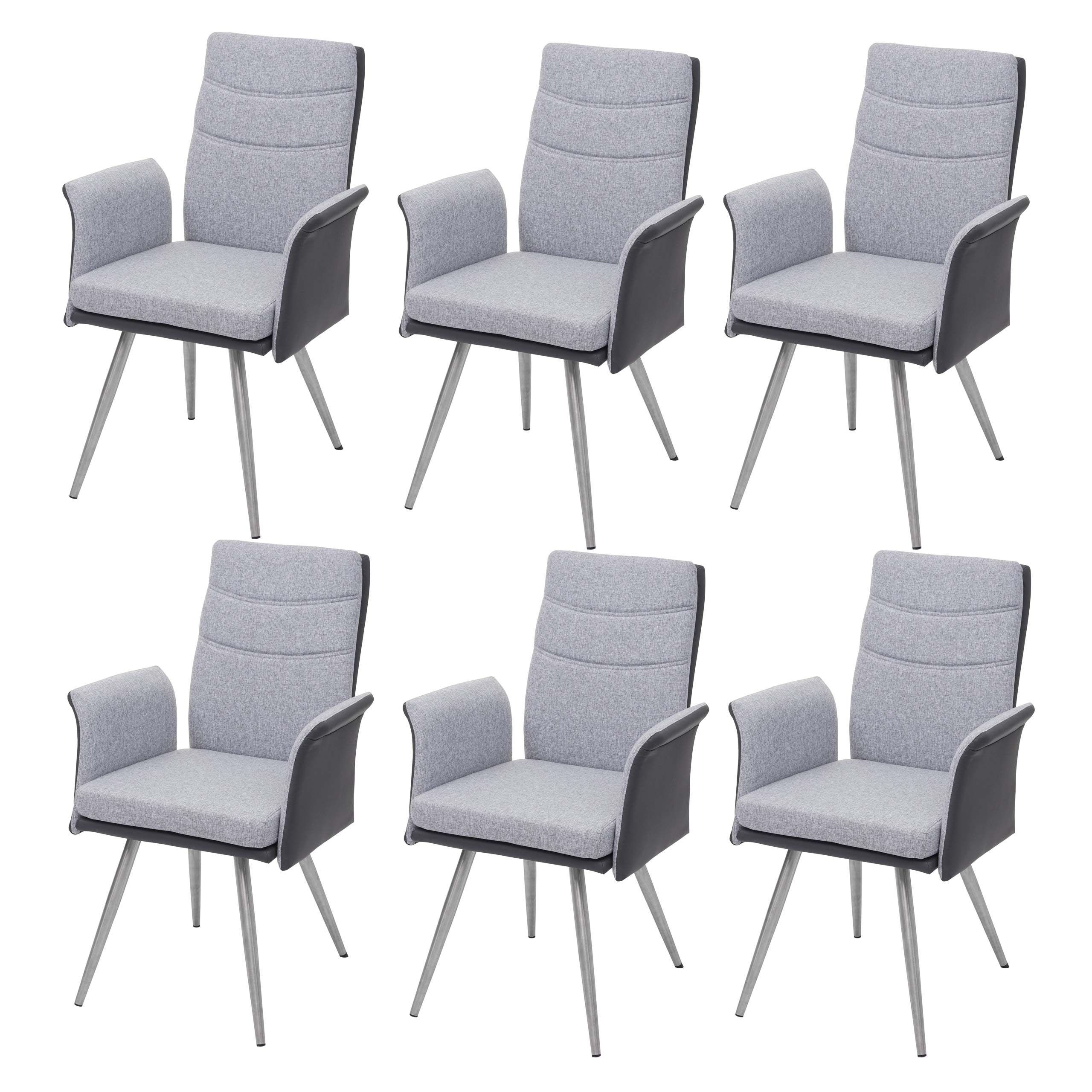 MCW Esszimmerstuhl MCW-G54-6 (Stühle mit Armlehne, 6 St), 6er-Set, Inklusive Fußbodenschoner, dekorative glänzende Ziernaht
