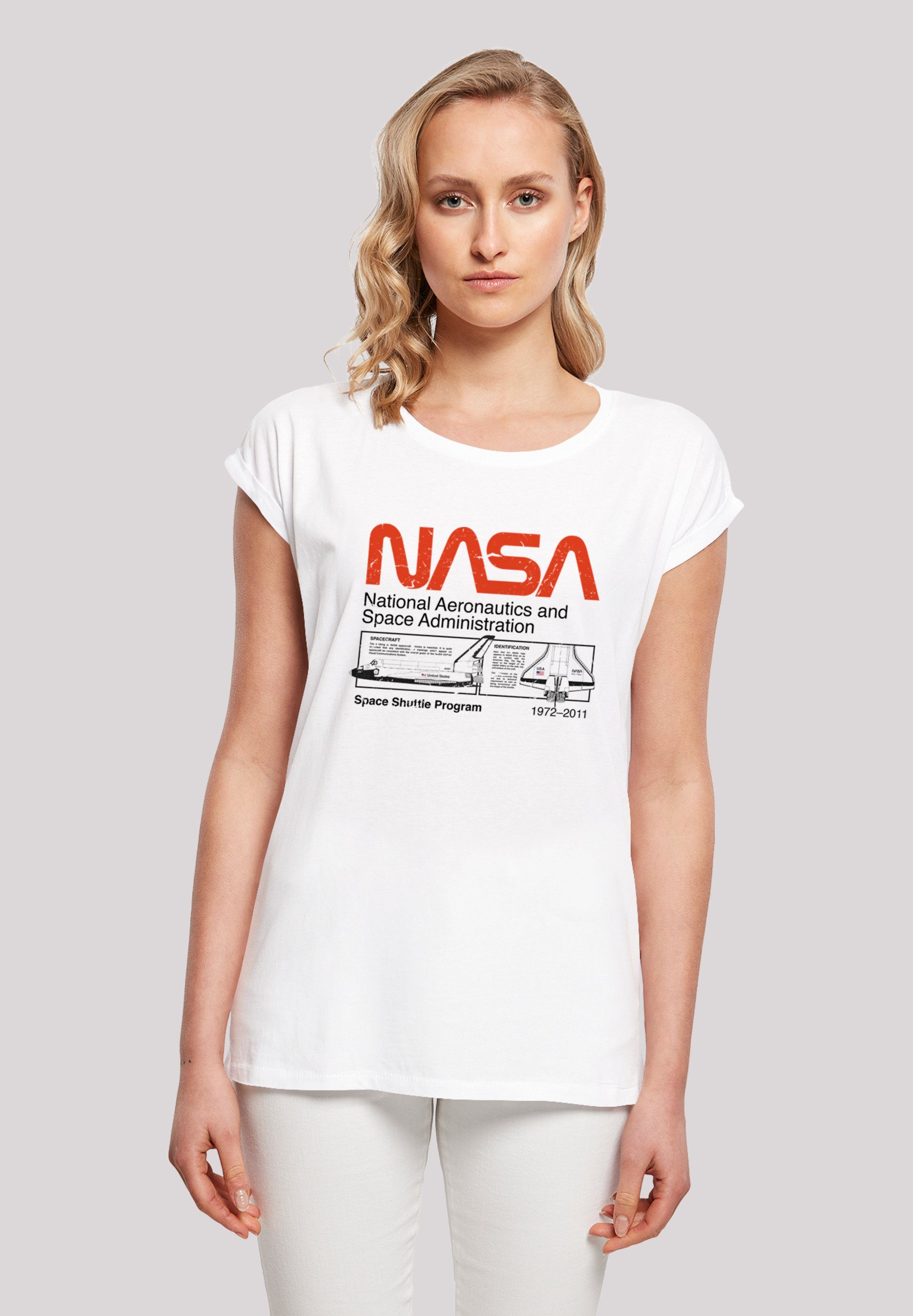 Merch,Regular-Fit,Kurze Space F4NT4STIC T-Shirt Classic Ärmel,Bedruckt White Shuttle Damen,Premium NASA