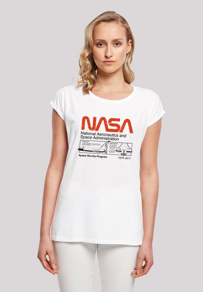 F4NT4STIC T-Shirt NASA Classic Space Shuttle White Damen,Premium Merch,Regular-Fit,Kurze  Ärmel,Bedruckt