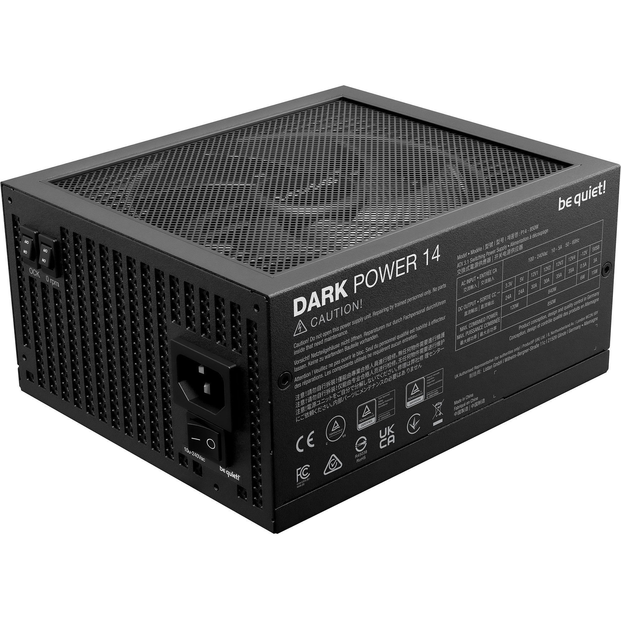 be quiet! be quiet! DARK POWER 14 850W, PC-Netzteil, (1x PC-Netzteil (80 PLUS Titanium)