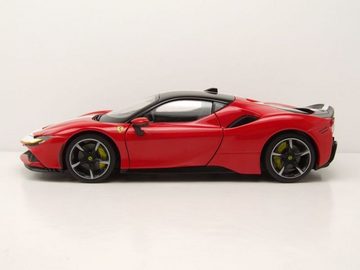 Bburago Modellauto Ferrari SF90 Stradale Assetto Fiorano rot schwarz Modellauto 1:18, Maßstab 1:18
