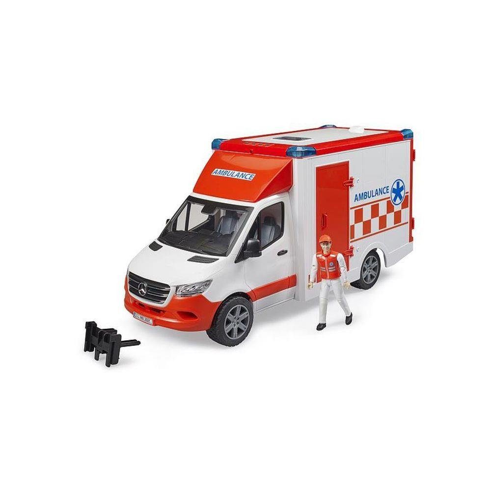 Bruder® Spielzeug-Krankenwagen Mercedes Benz Sprinter Ambulanz, mit Licht und Sound, mit Sanitäter, Trage, Krankenwagen