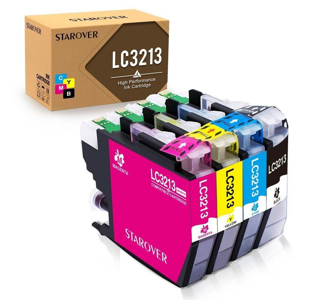 STAROVER 4er Set ersetzt Brother LC-3213 LC3213XL LC 3211XL Tintenpatrone (für DCP-J572DW DCP-J772DNW DCP-J772DW DCP-J774DW, MFC-J491DW MFC-J497DW MFC-J890DW MFC-J895DW)