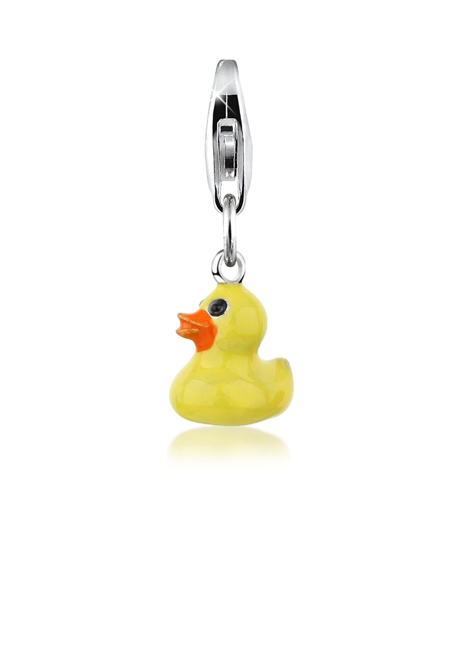 Nenalina Charm-Einhänger Anhänger Gummiente Duck Enamel 925 Silber, Vogel