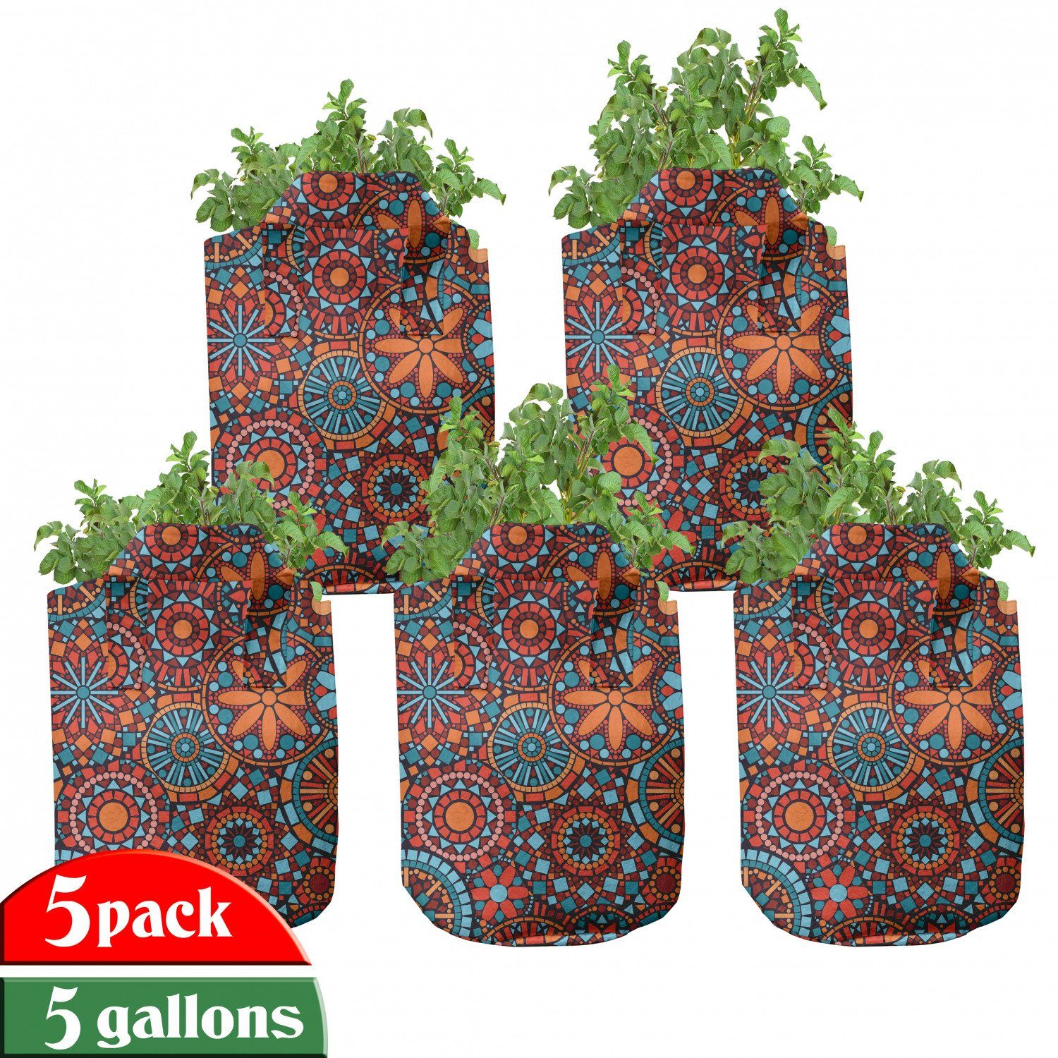 Abakuhaus Pflanzkübel Pflanzen, hochleistungsfähig Griffen Stofftöpfe Blumen Mandala mit für