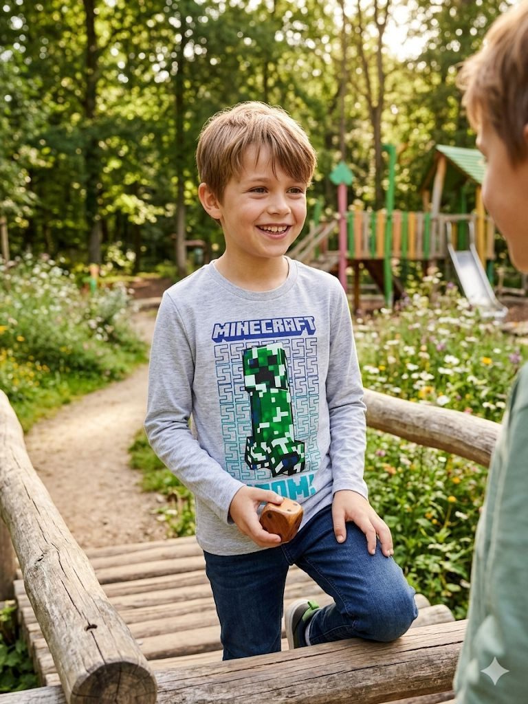 Minecraft Langarmshirt Minecraft langarm T-Shirt 6-12 Jahre Jungen + Mädchen Minecraft Kinder langarm T-Shirt